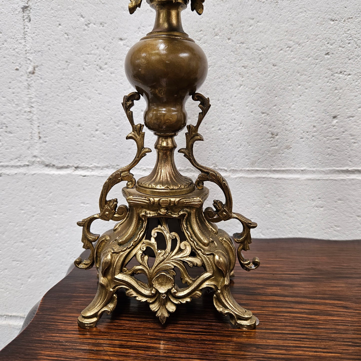 Pair of Vintage Brass & Porcelain Candlesticks
