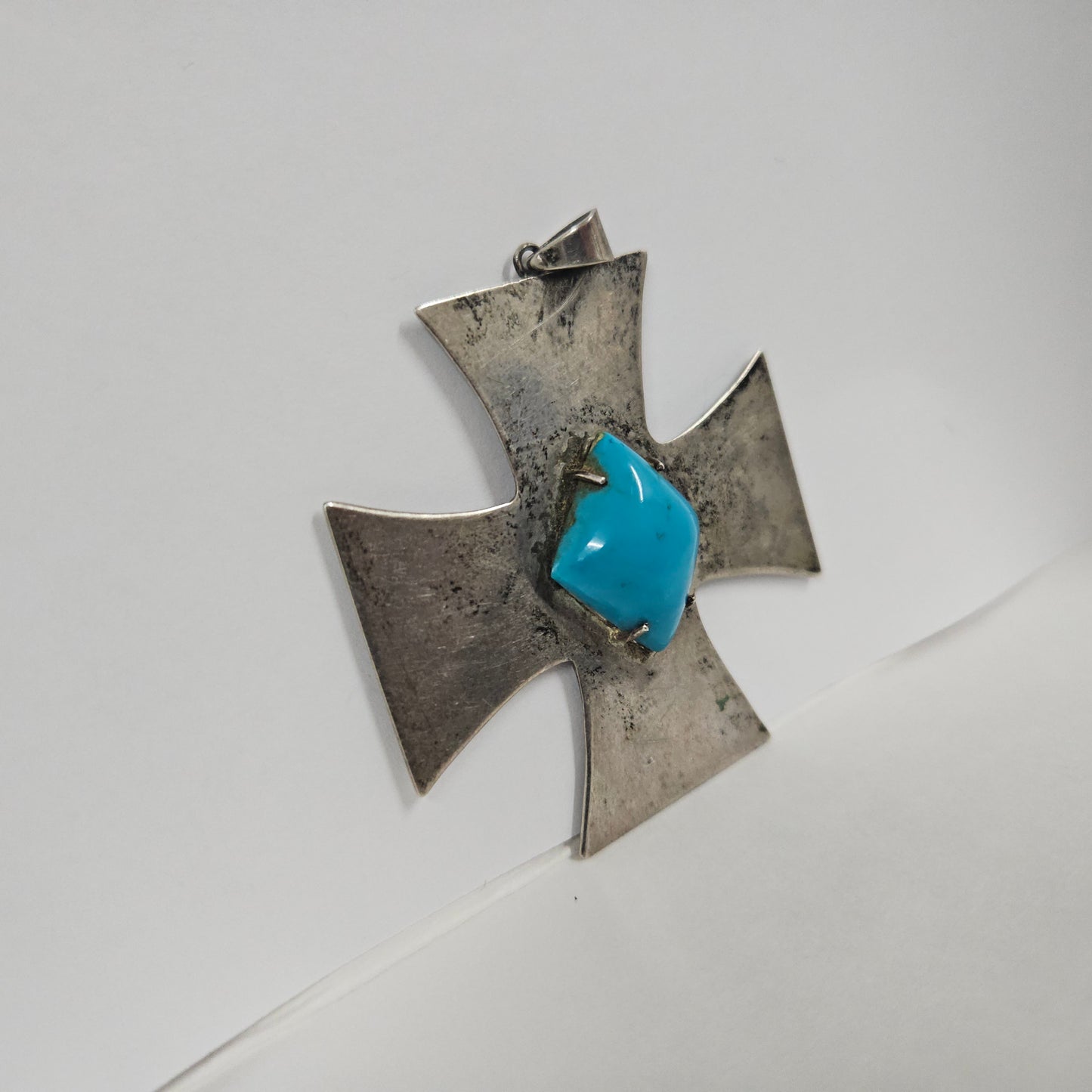 Sterling Silver & Turquoise Maltese Cross Pendant