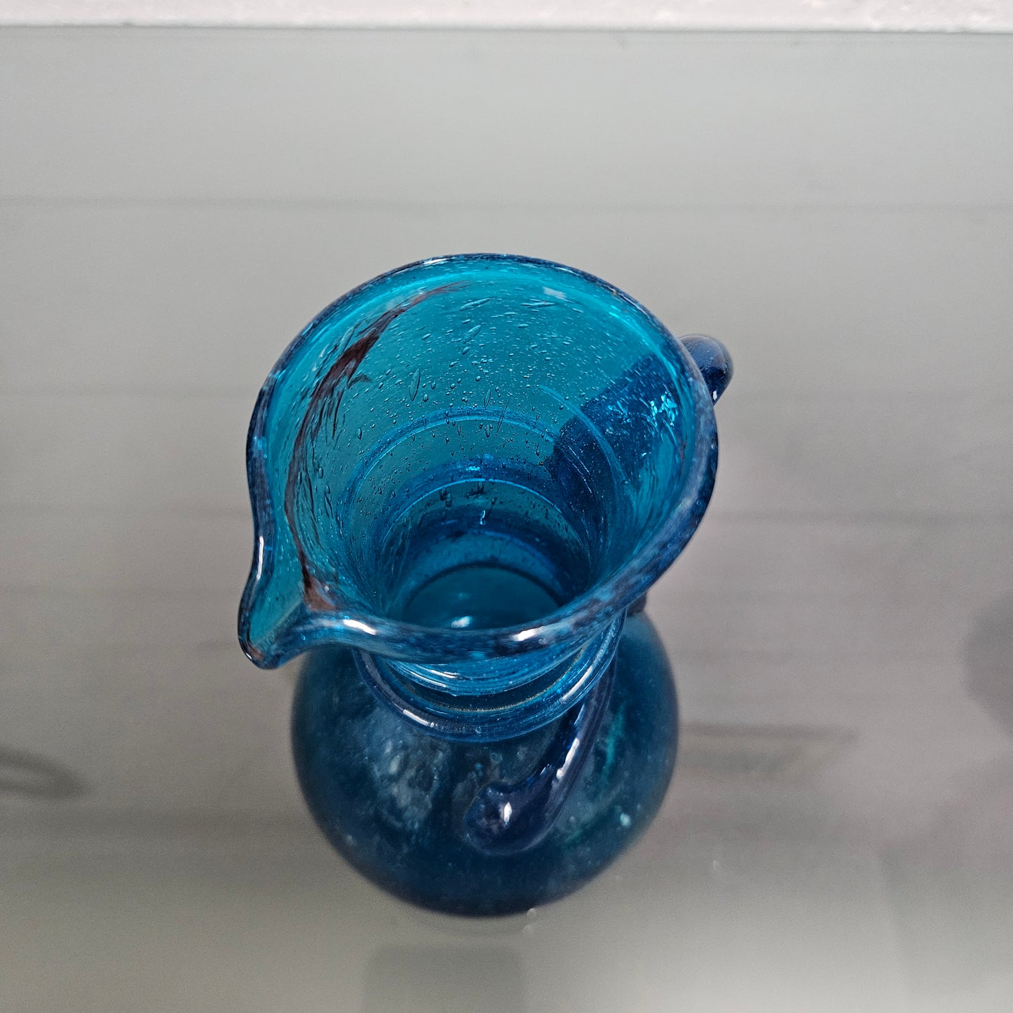 Vintage Hand Blown Bubbled Glass Jug