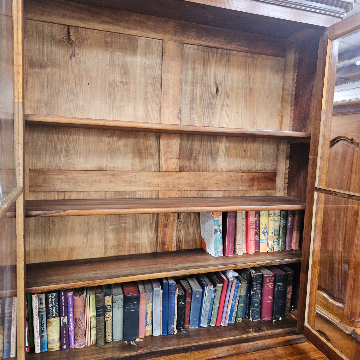 19th Century French Figured Walnut Two Door Bookcase Secretaire