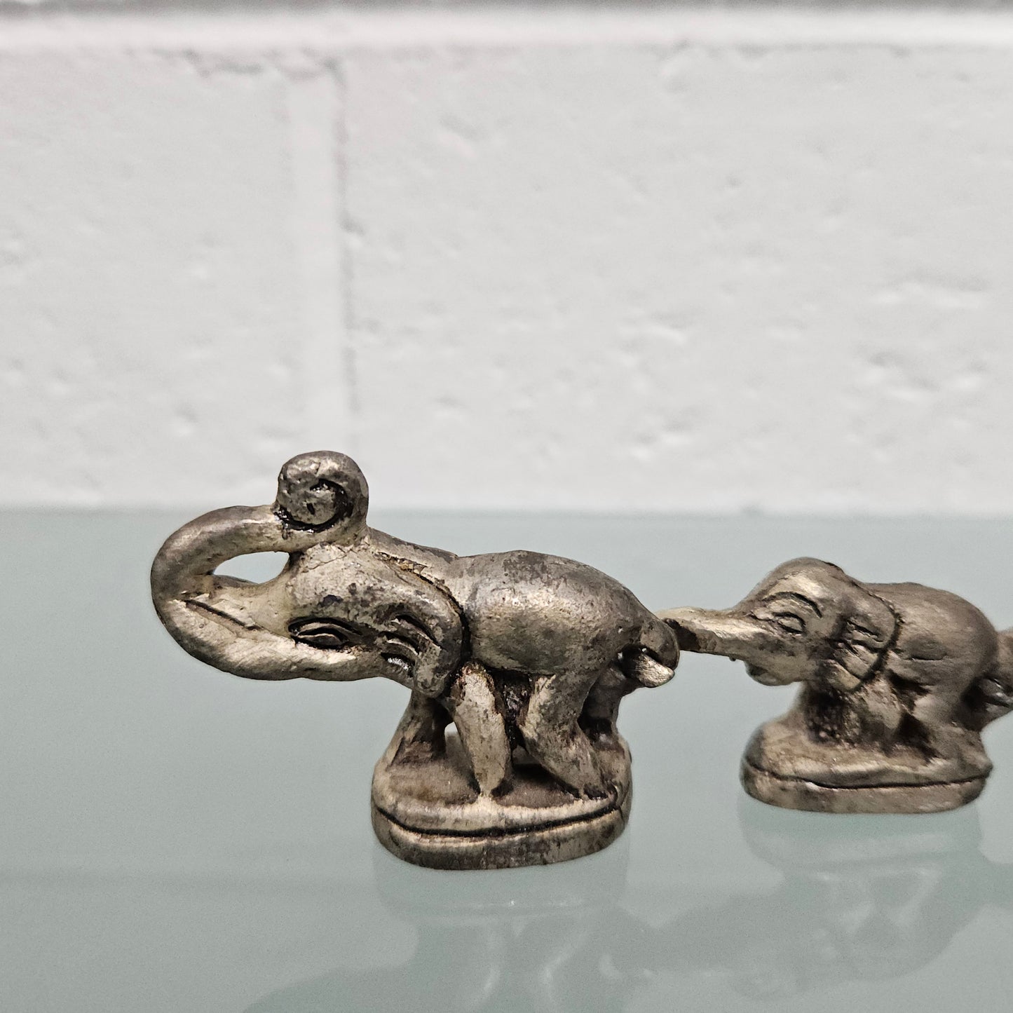 Silvered Bronze Elephant Herd