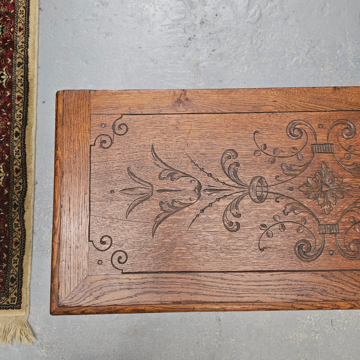 19th Century Nicely Carved French Oak Trunk