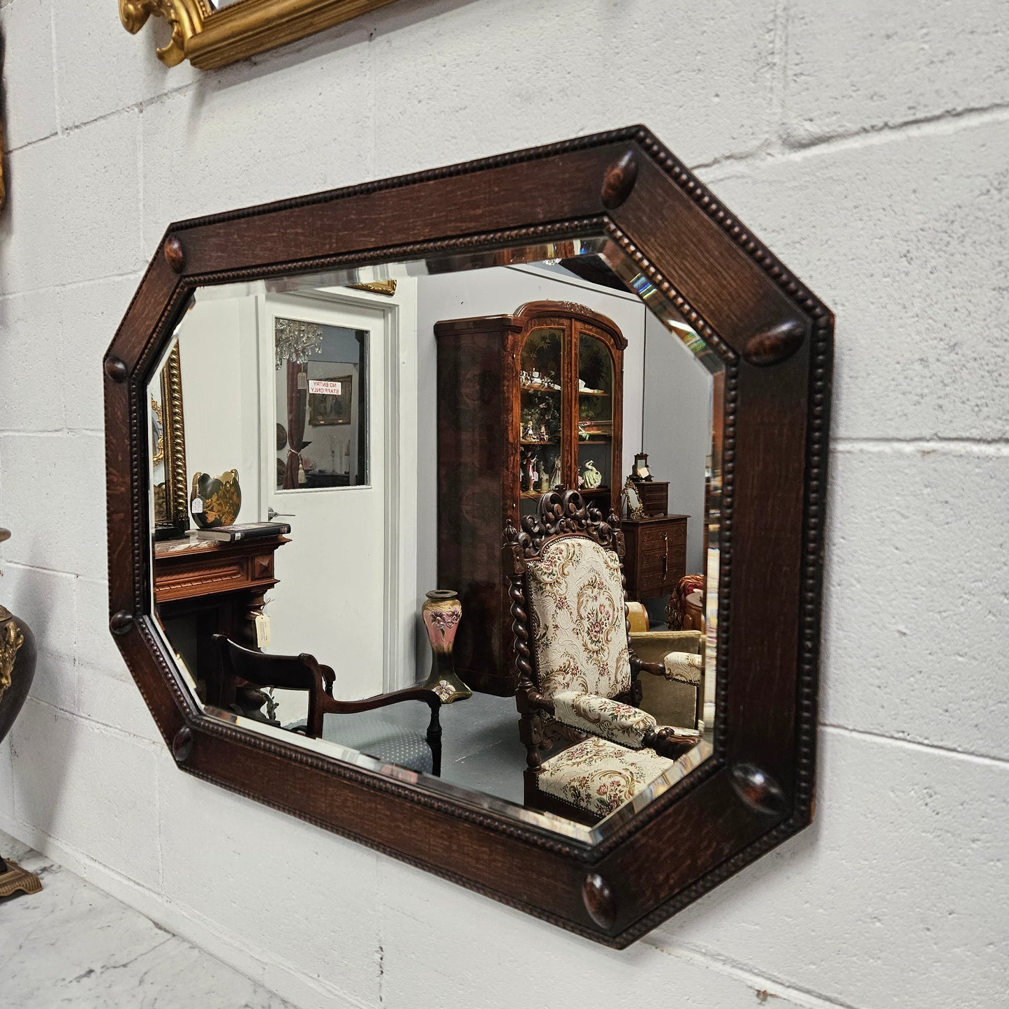 Edwardian Oak Wall Mirror