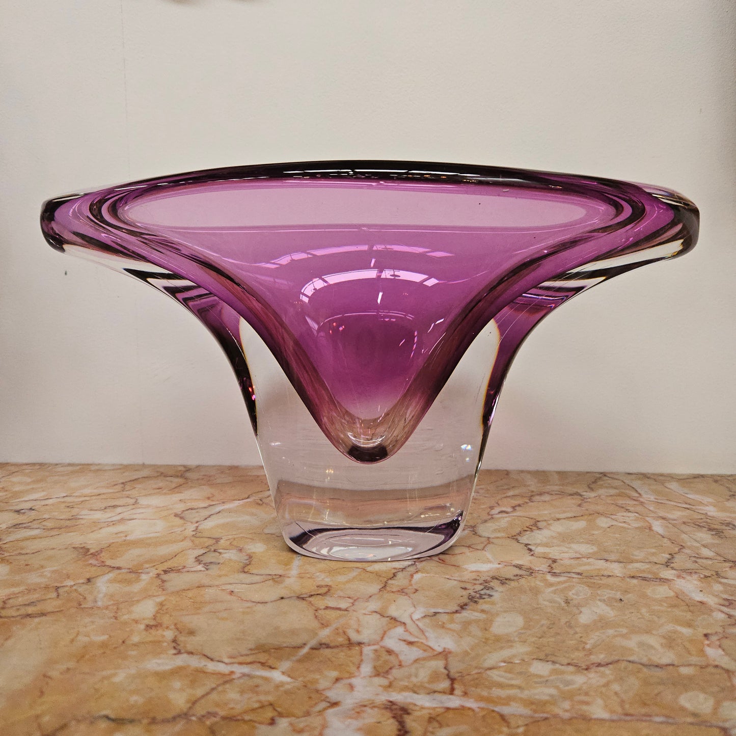 Val Lambert Signed Art Glass Vase