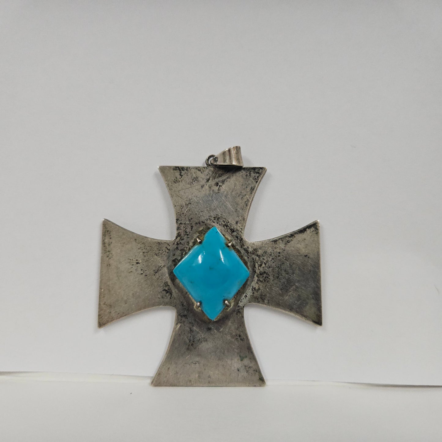 Sterling Silver & Turquoise Maltese Cross Pendant