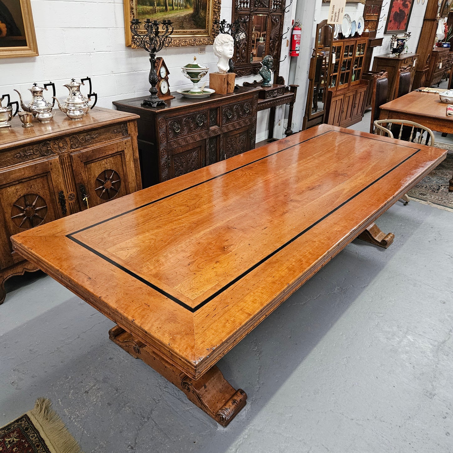 Vintage Three Metre Cherry Wood Farmhouse Style Table