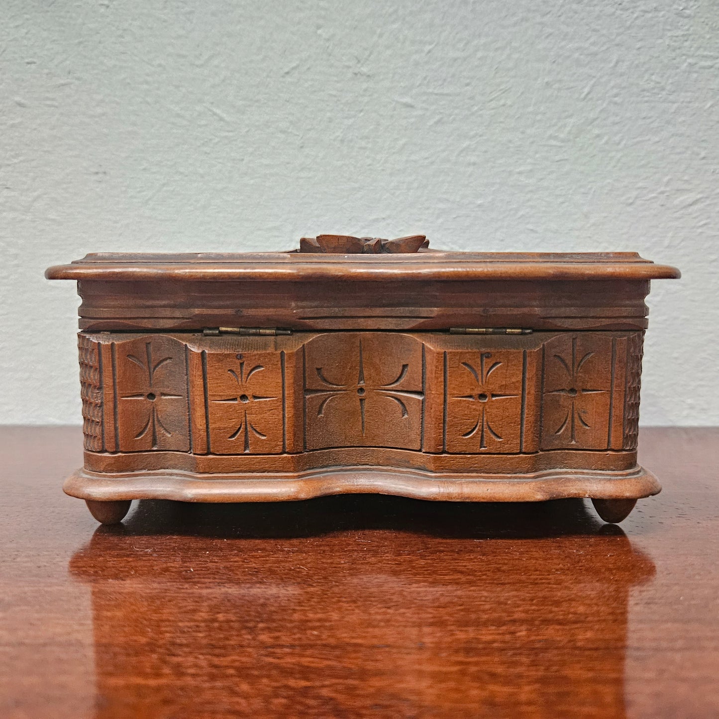 Antique Swiss Walnut Trinket Box