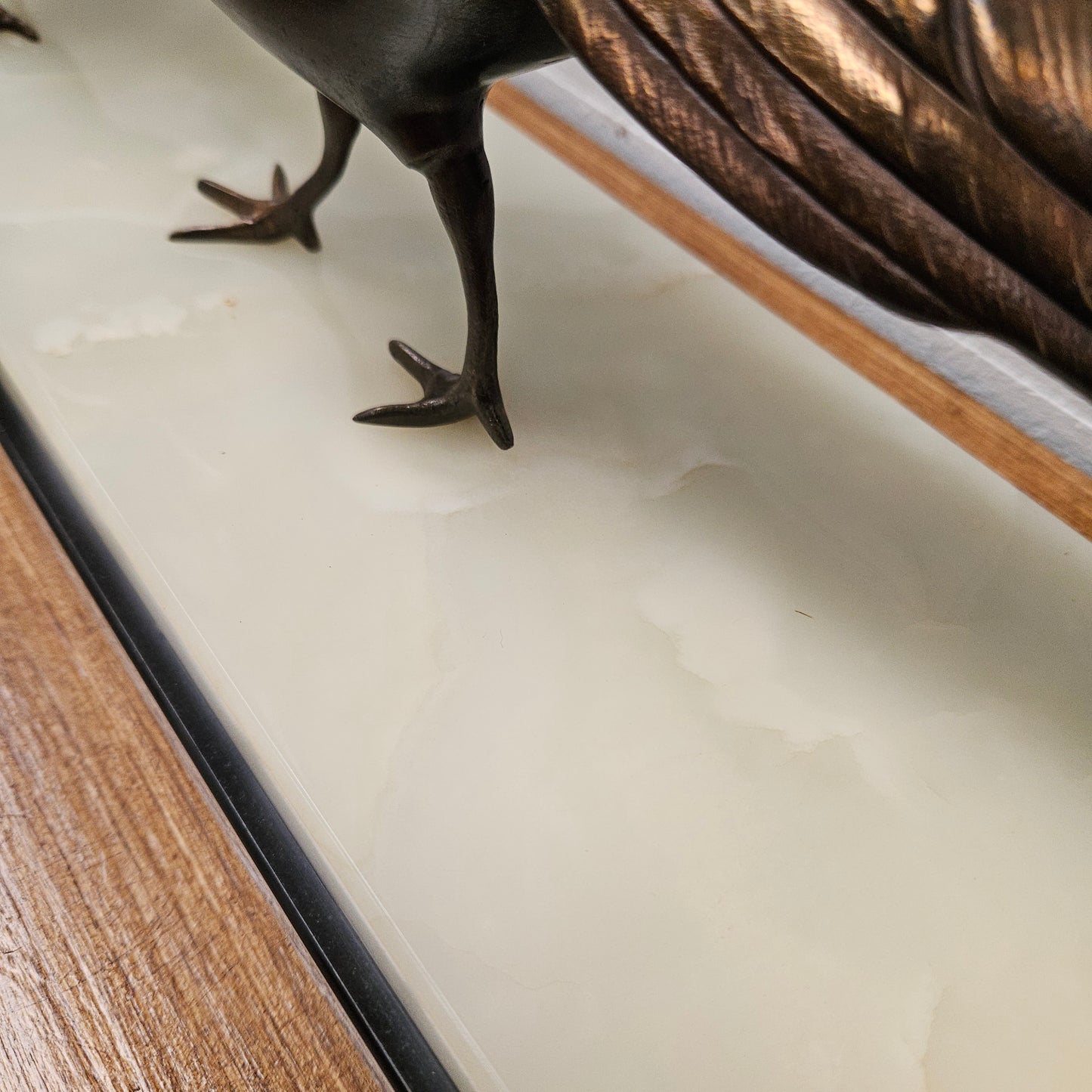 French Art Deco Pair Of Spelter Pheasants On A Marble Plinth