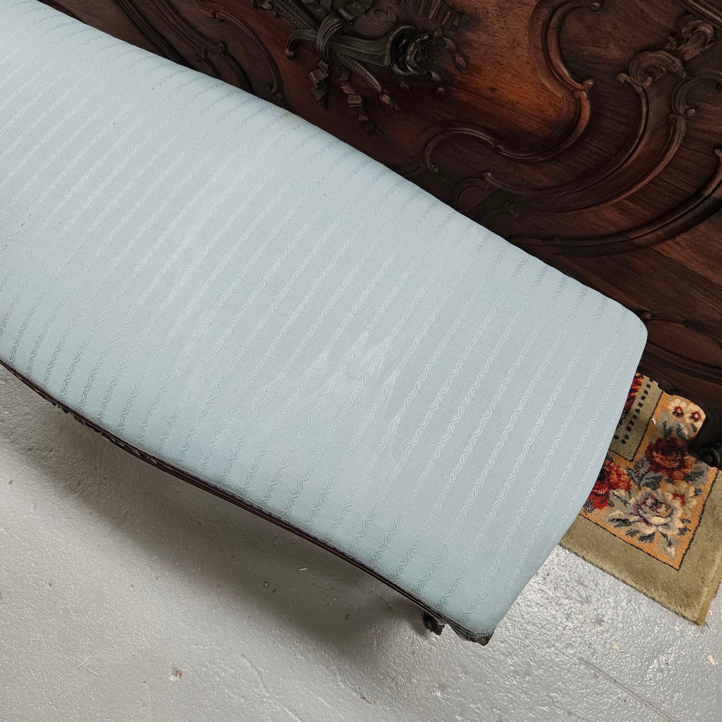 Louis XVth Style Walnut Upholstered Bedroom Stool