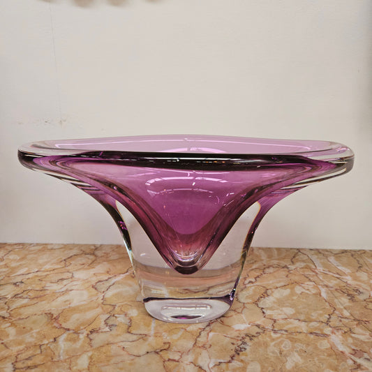 Val Lambert Signed Art Glass Vase