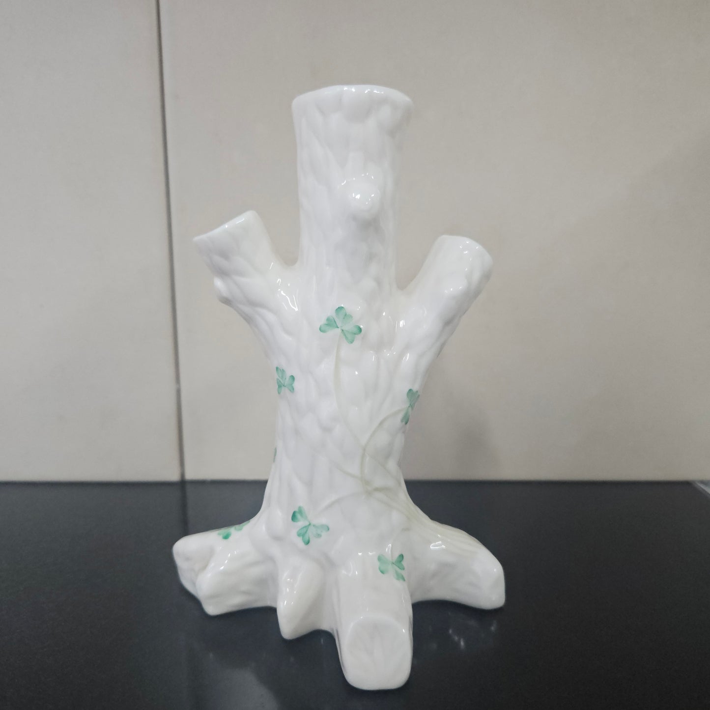 Belleek China Shamrock Tree Trunk Vase