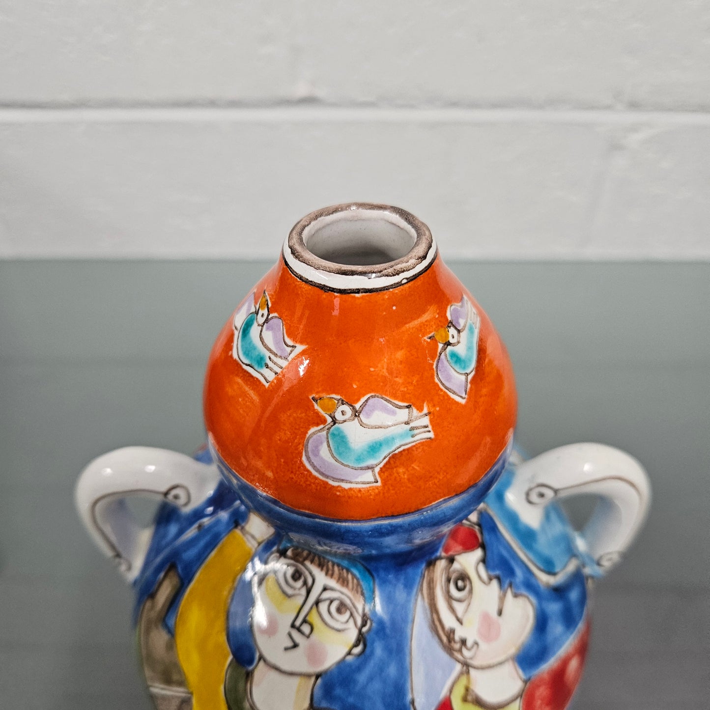 Giovanni Desimone Italian Hand Painted Mid Century Modern Vase
