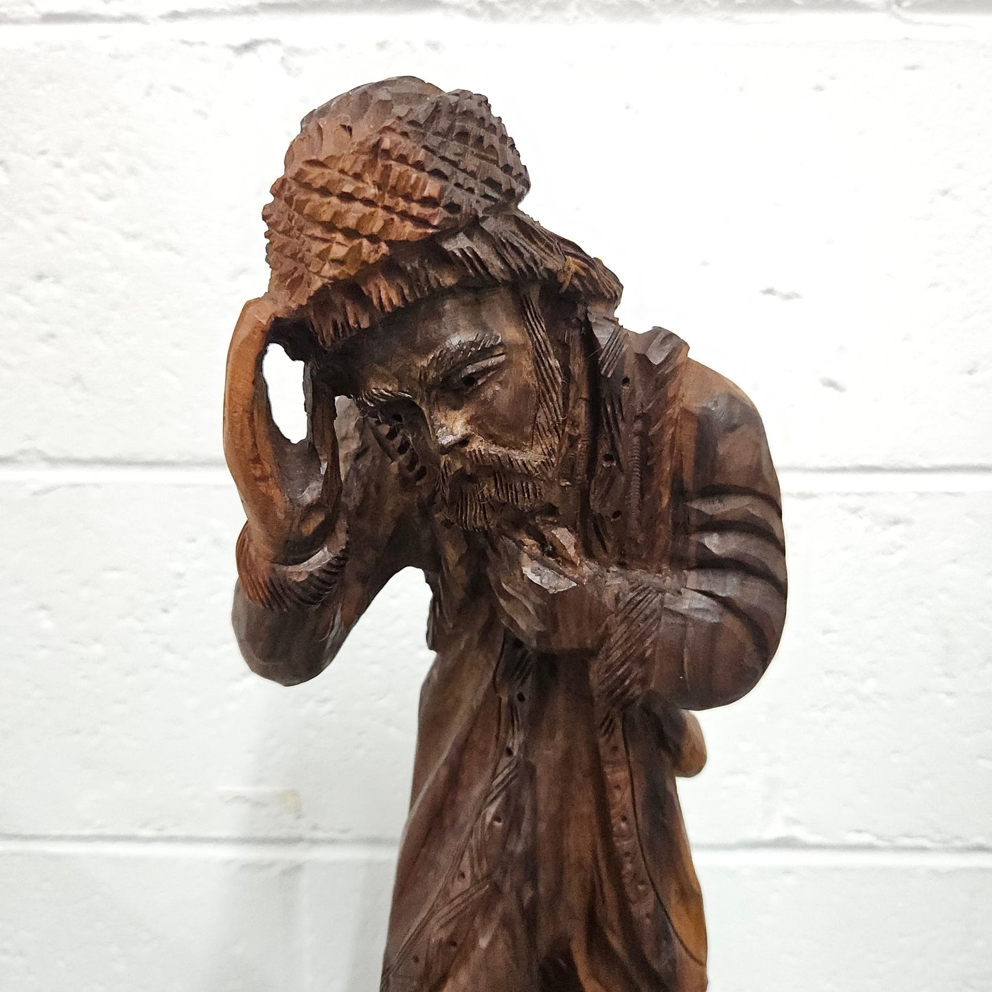 Impressive wooden craving of a Shepard and a goat, it is in good original condition.