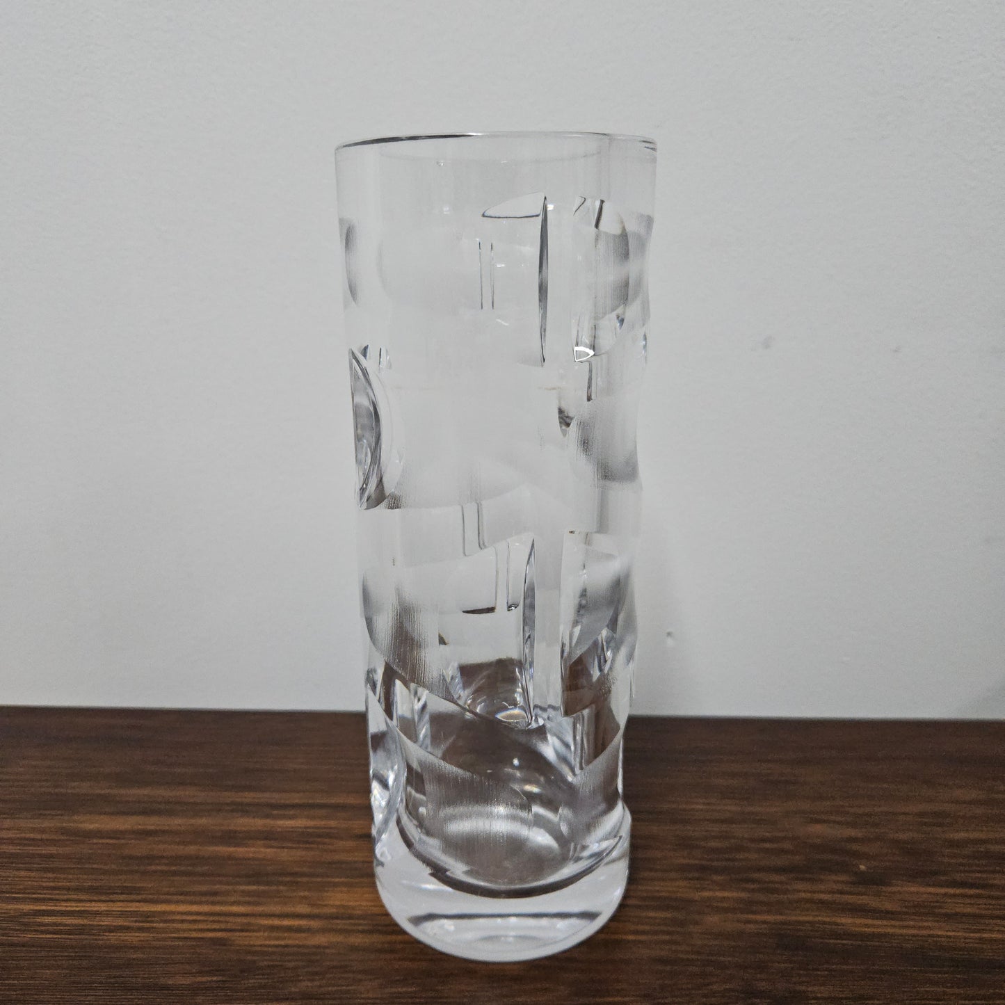 Deco Style Bohemian Carved Heavy Glass Vase