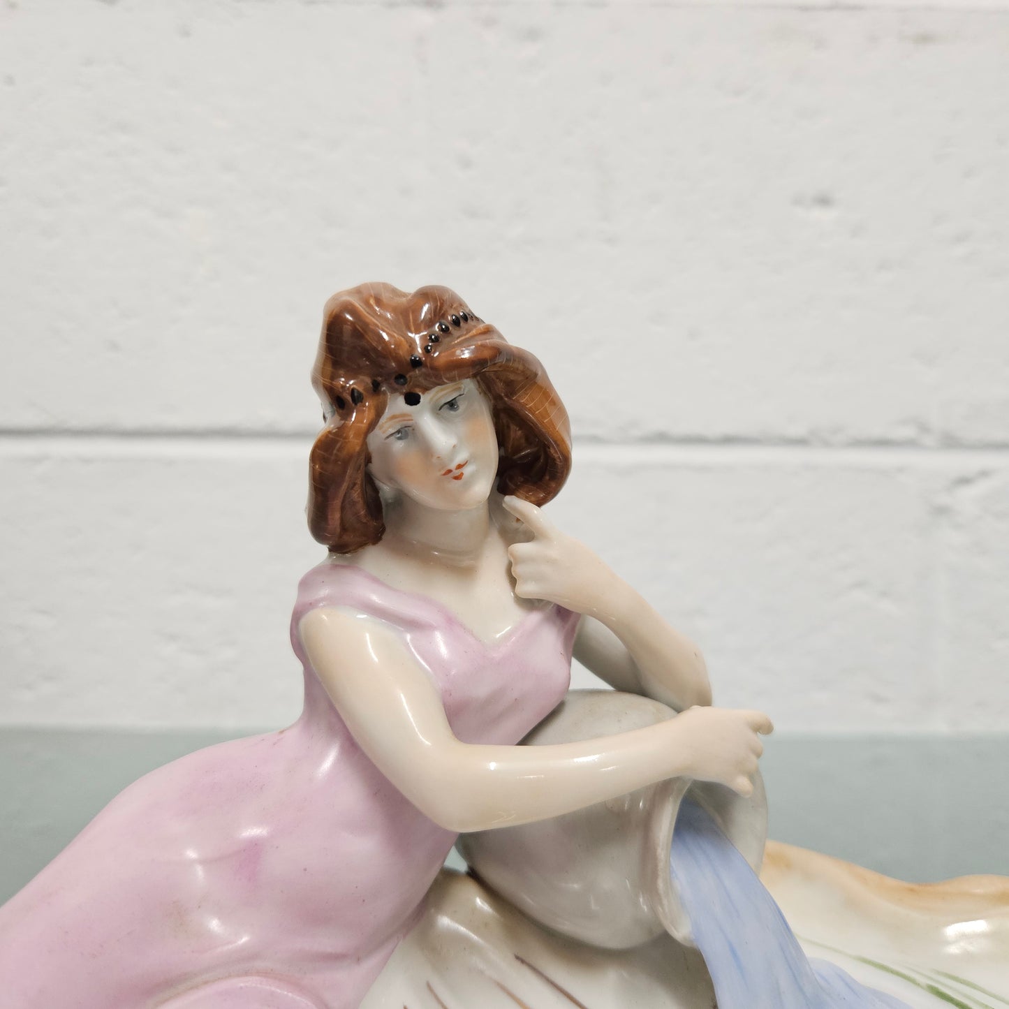 Hand Painted PMP Dresden Art Nouveau Maiden & Water Ewer