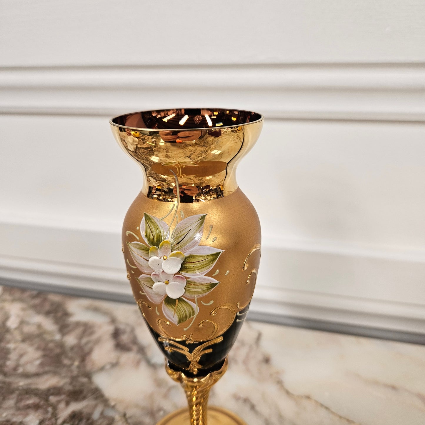 Vintage Glass Gilded Vase