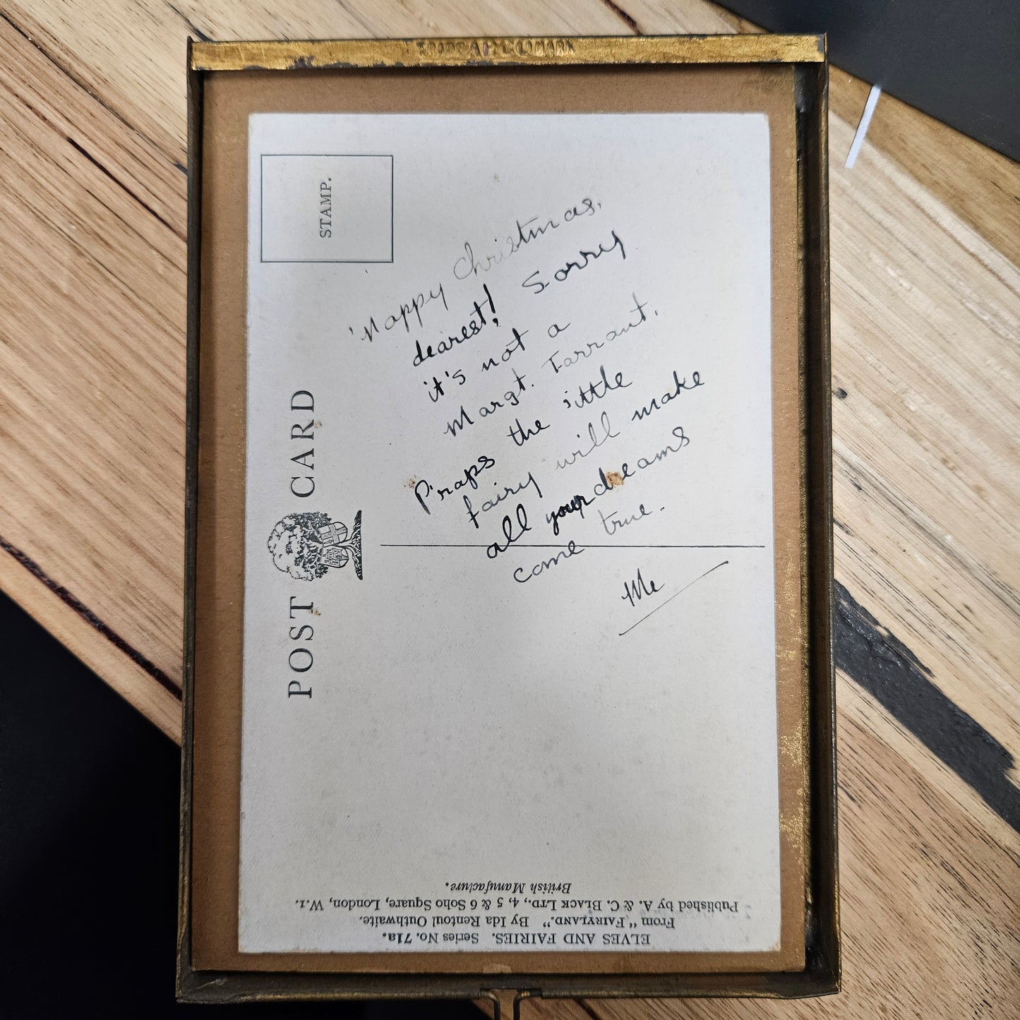 Ida Rentoul Outhwaite Original Postcard in Vintage Metal Frame