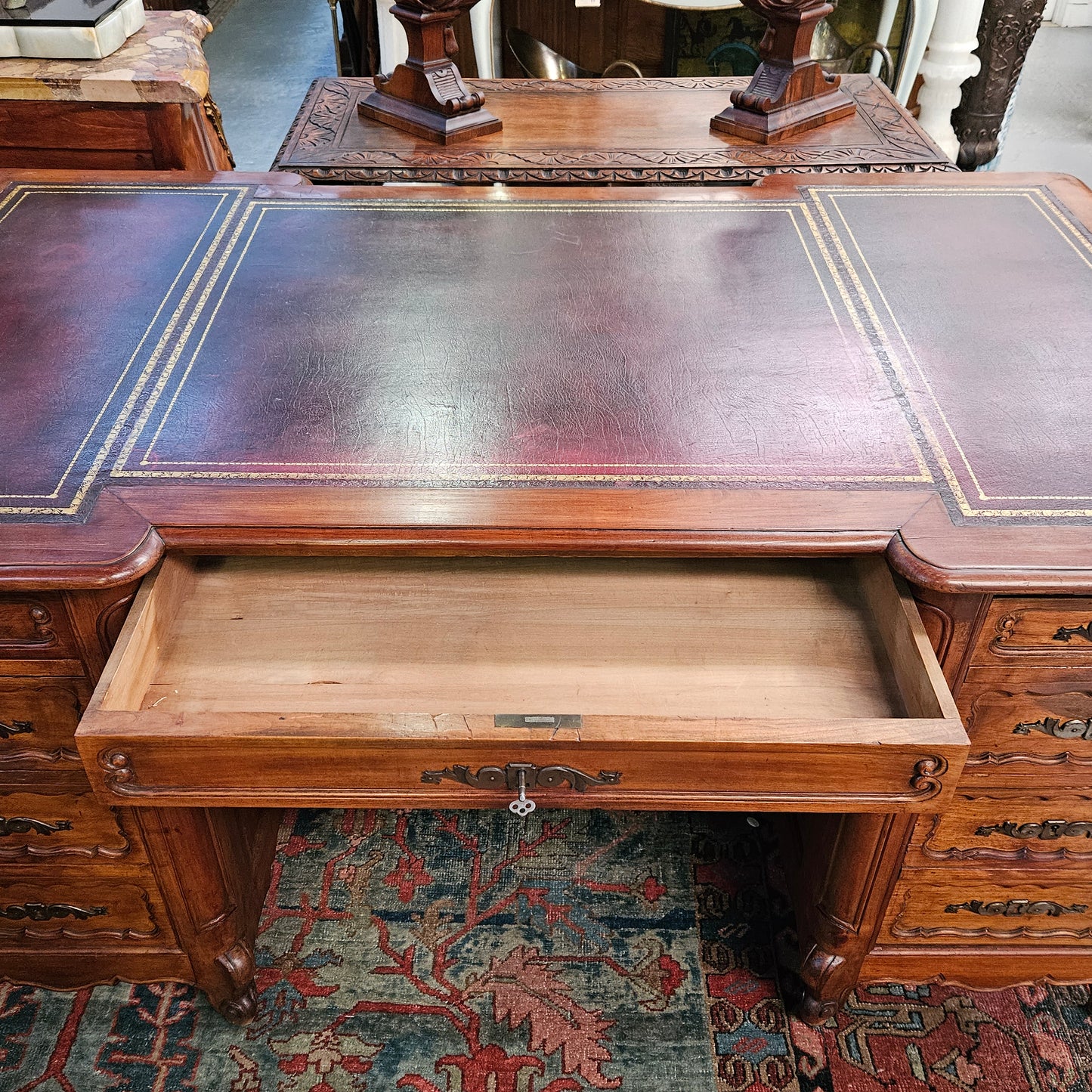 Stunning French Louis XV Style Leather Top Desk