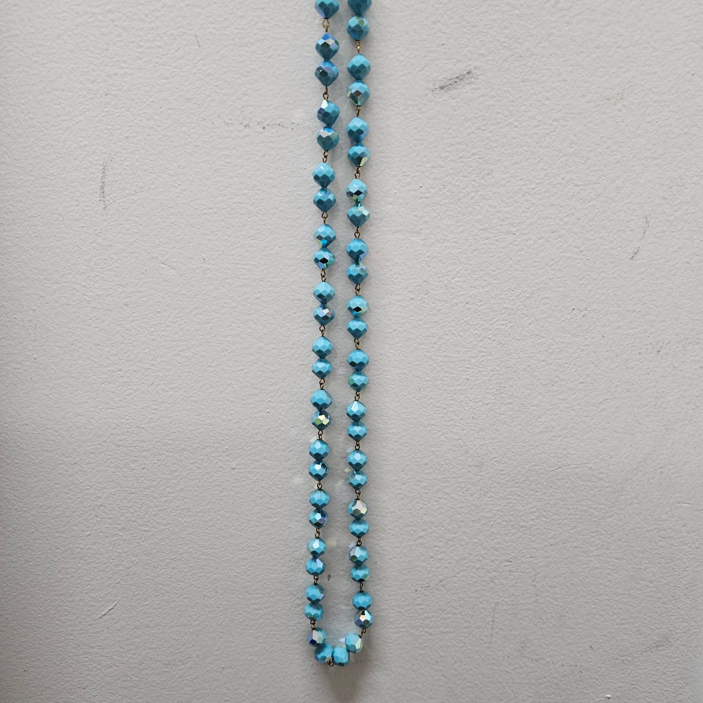 Vintage Turquoise Crystal Iridescent Glass Beads