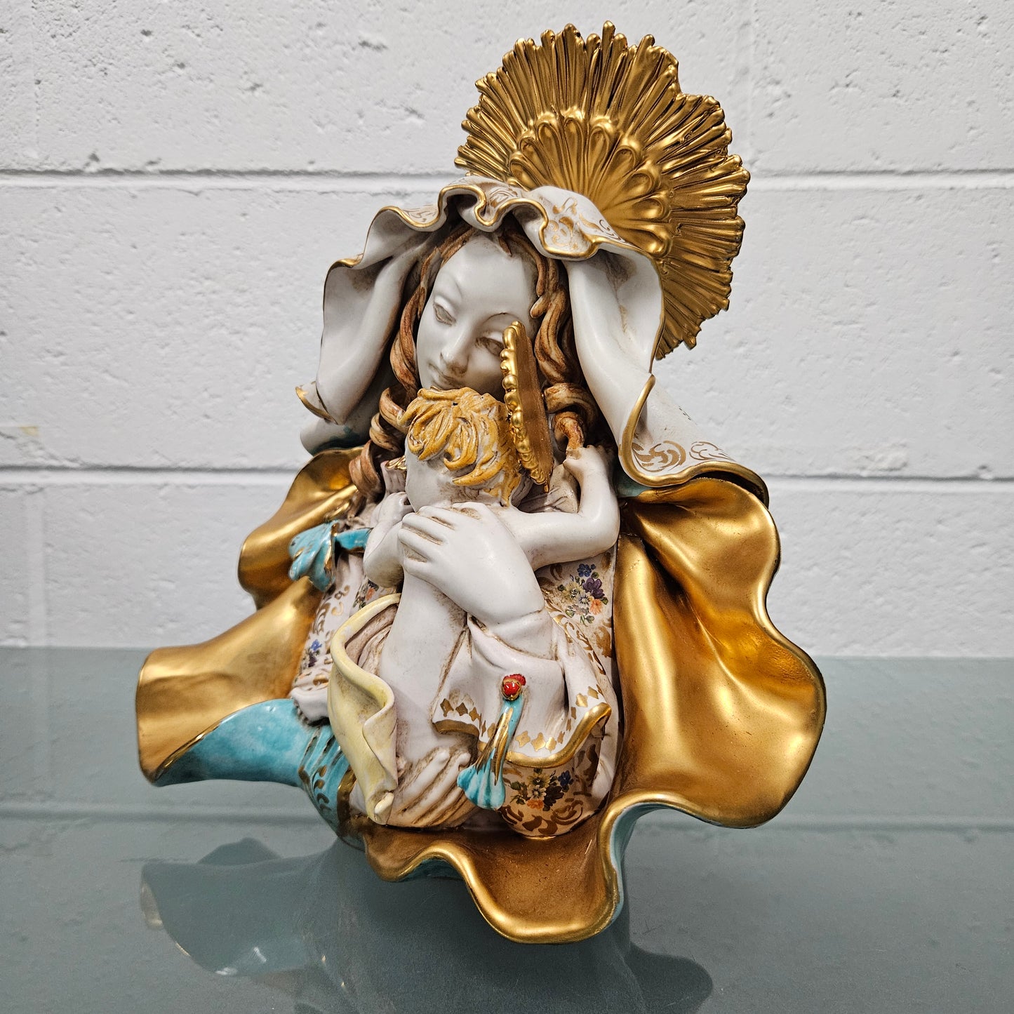 Stunning Mid Century Persko Potteryt Italian Sculpture Maddona & Child