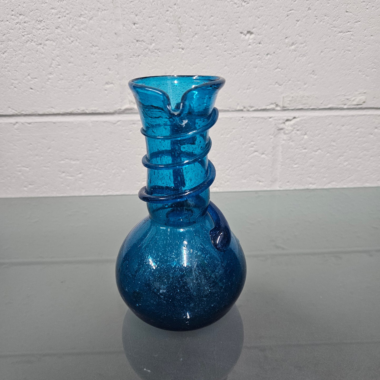 Vintage Hand Blown Bubbled Glass Jug