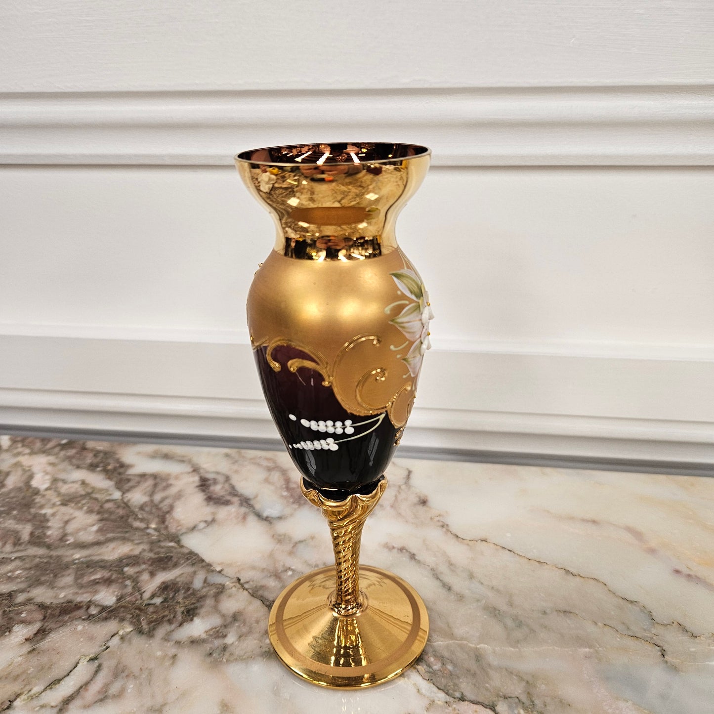 Vintage Glass Gilded Vase