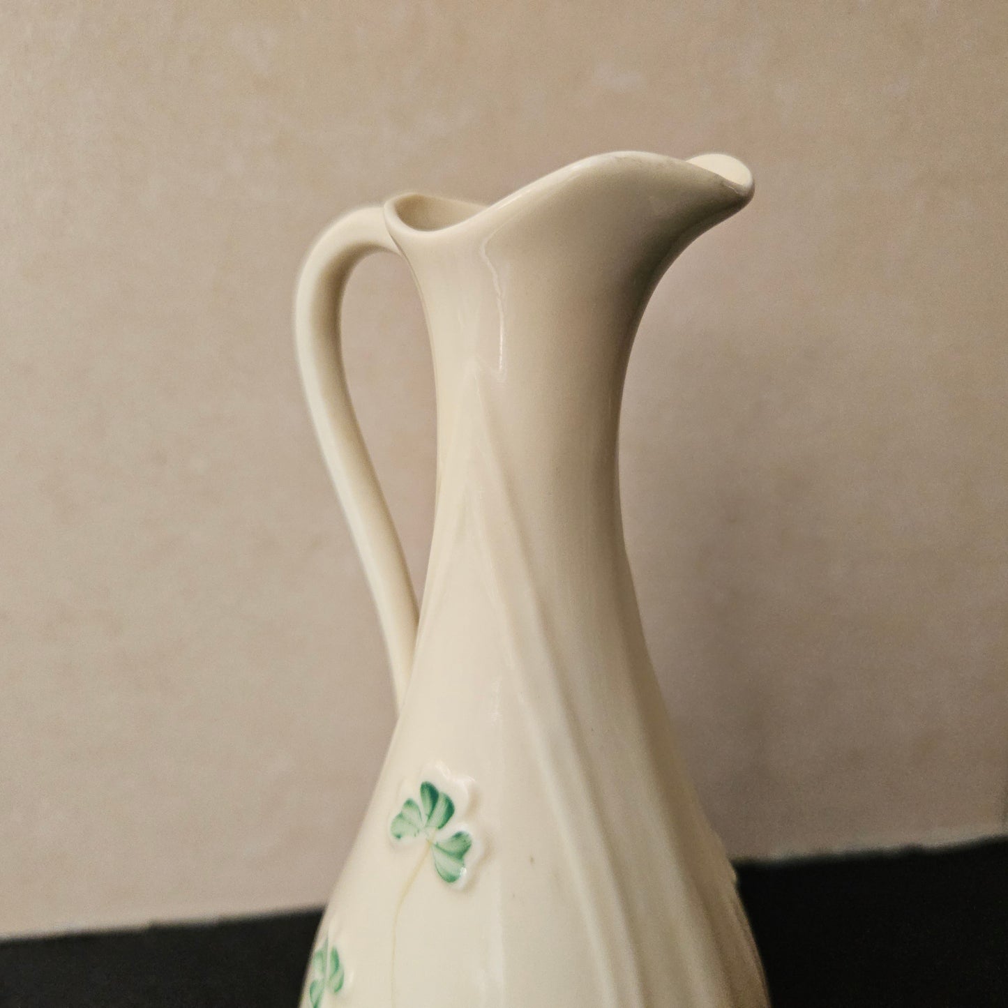 Large Belleek Shamrock Pitcher