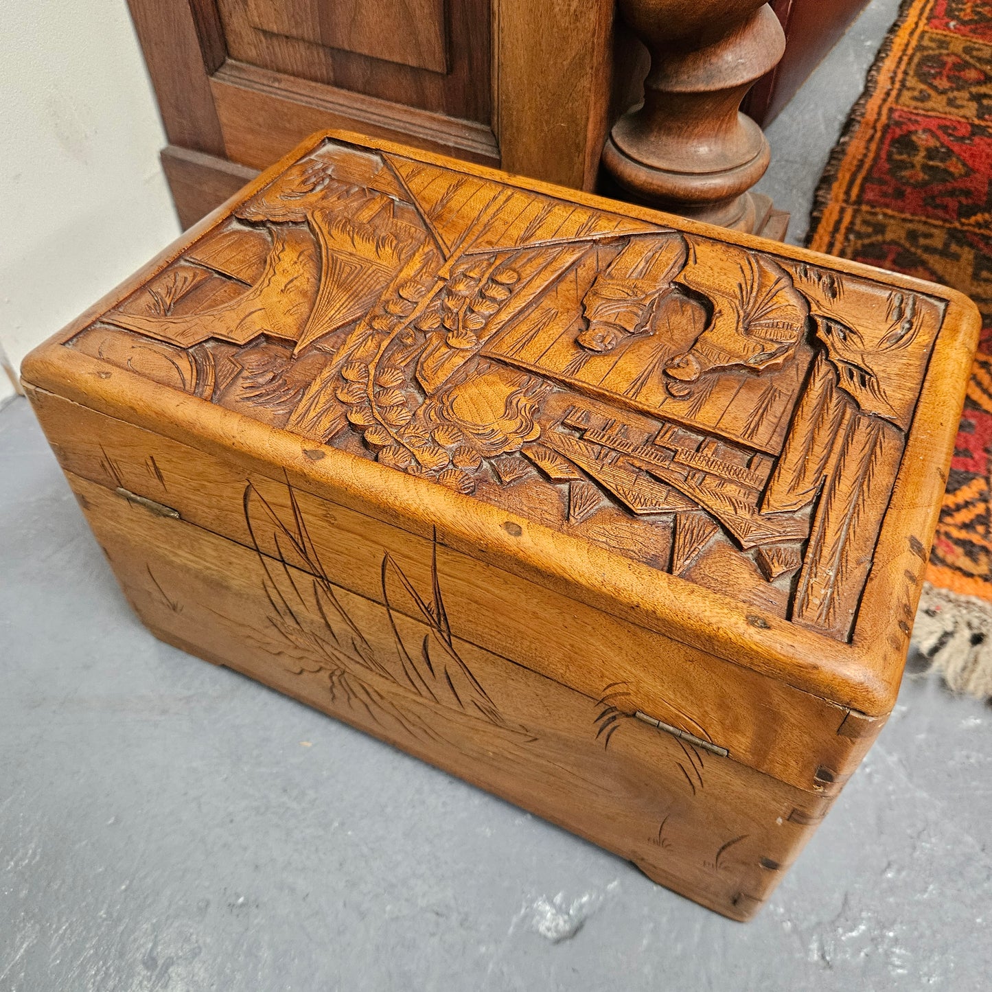 Vintage Chinese Carved Camphorwood Medium Chest