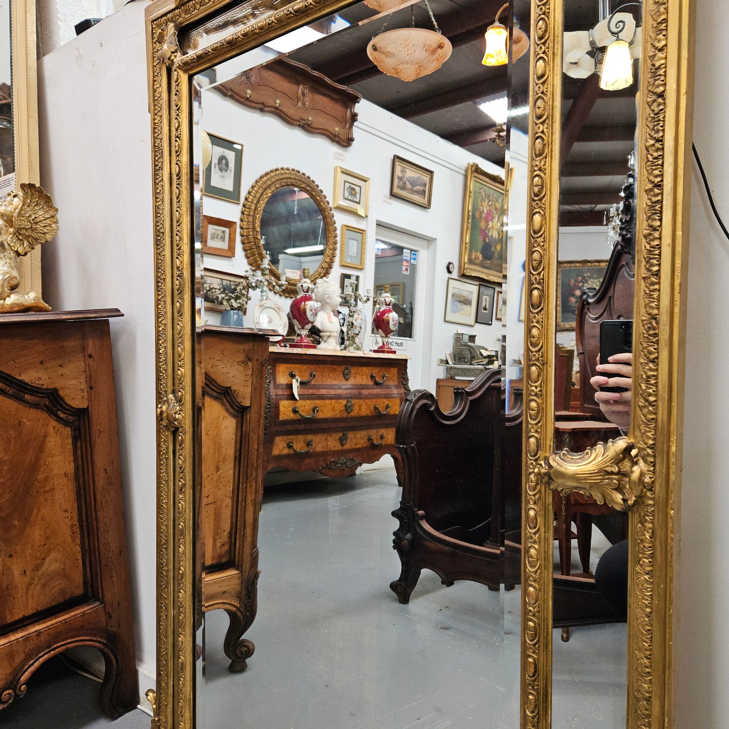 Rare French Louis XV Style Large Cushion Mirror