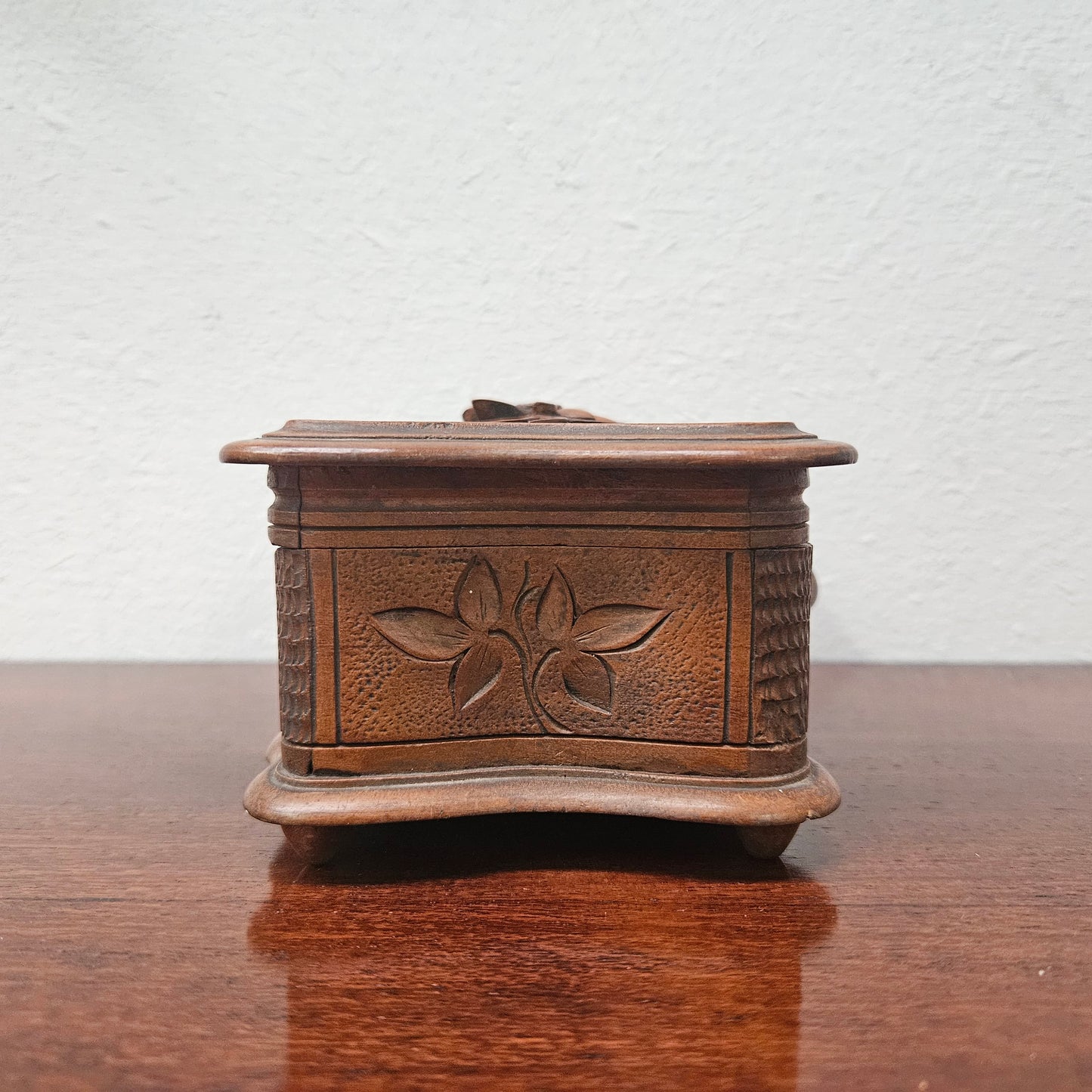 Antique Swiss Walnut Trinket Box