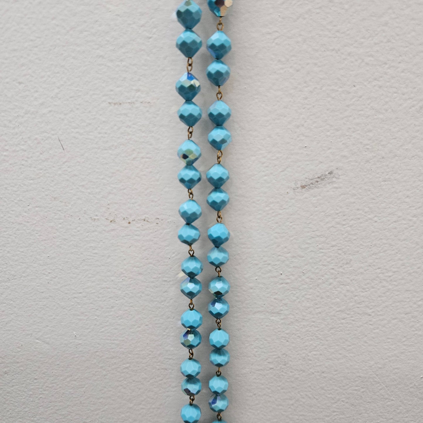 Vintage Turquoise Crystal Iridescent Glass Beads