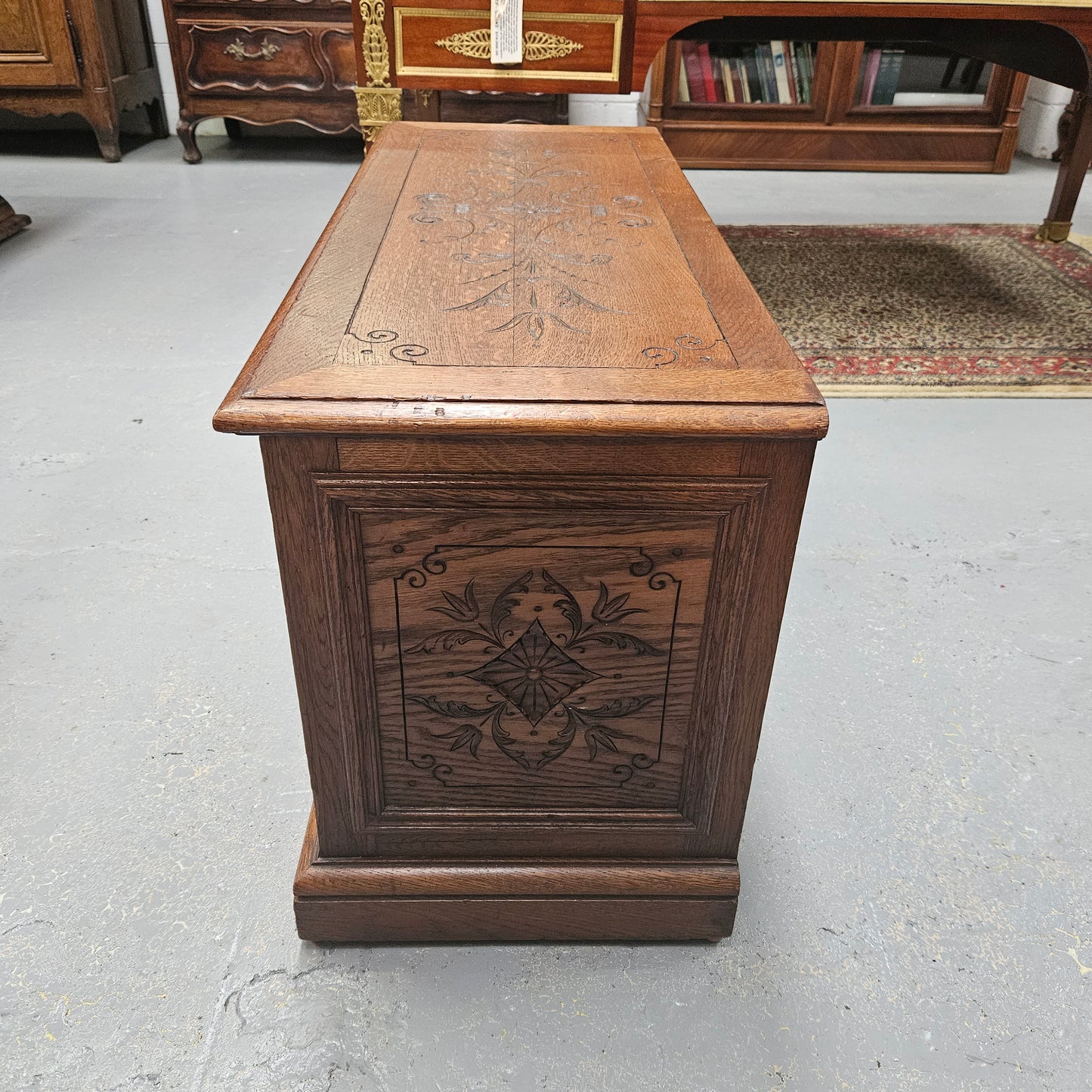 19th Century Nicely Carved French Oak Trunk