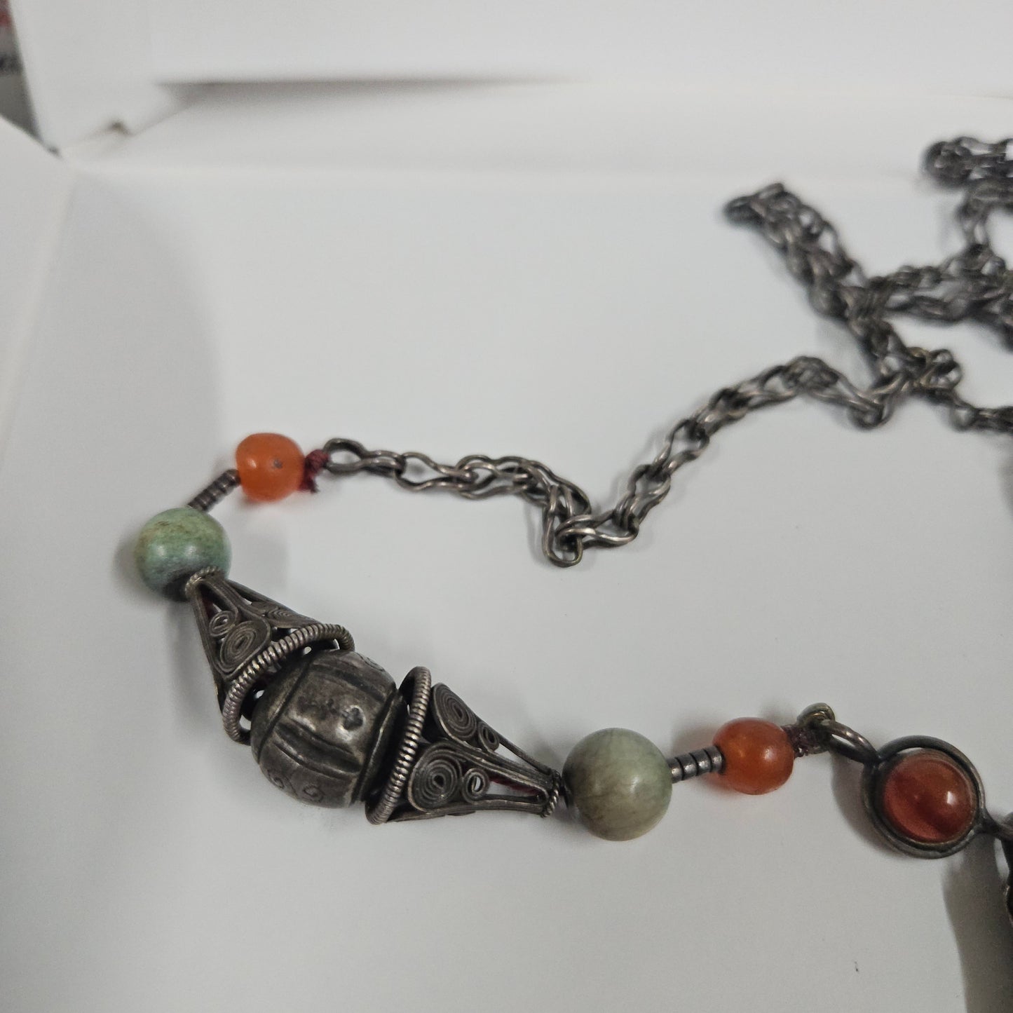 Vintage Tibetan Natural Stone & Silver Necklace