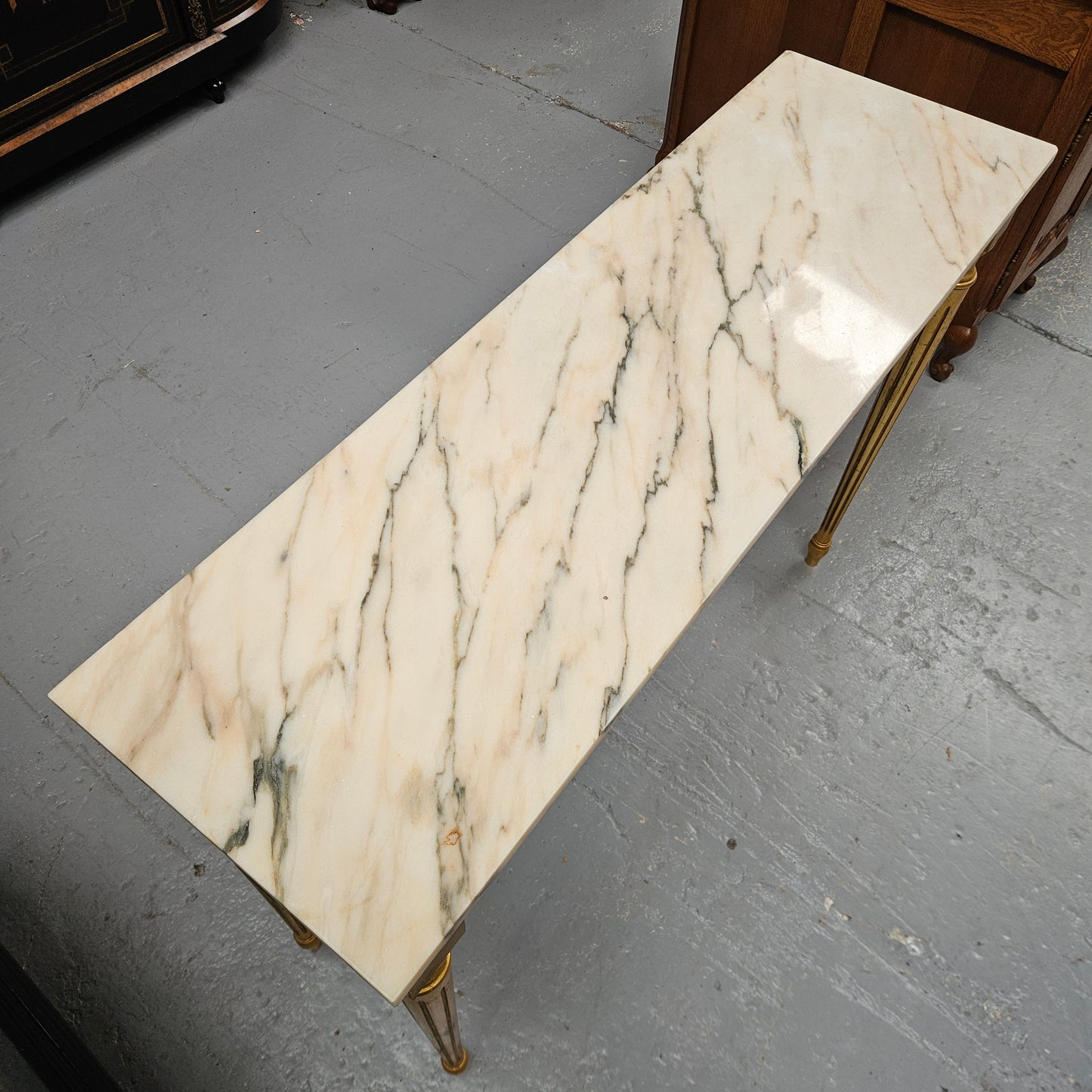 Louis XVI Style Gilt Console Table With Marble Top