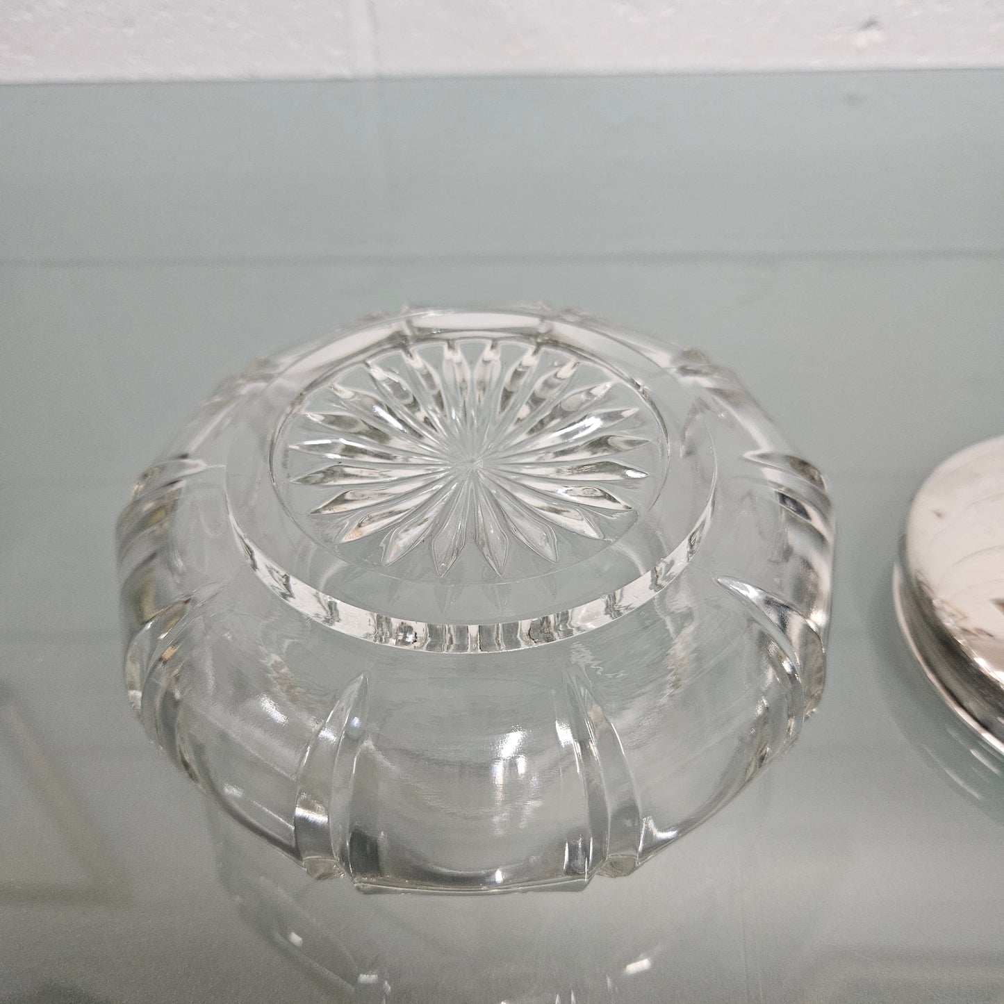 Antique Cut Glass & Sterling Silver Lid Bowl