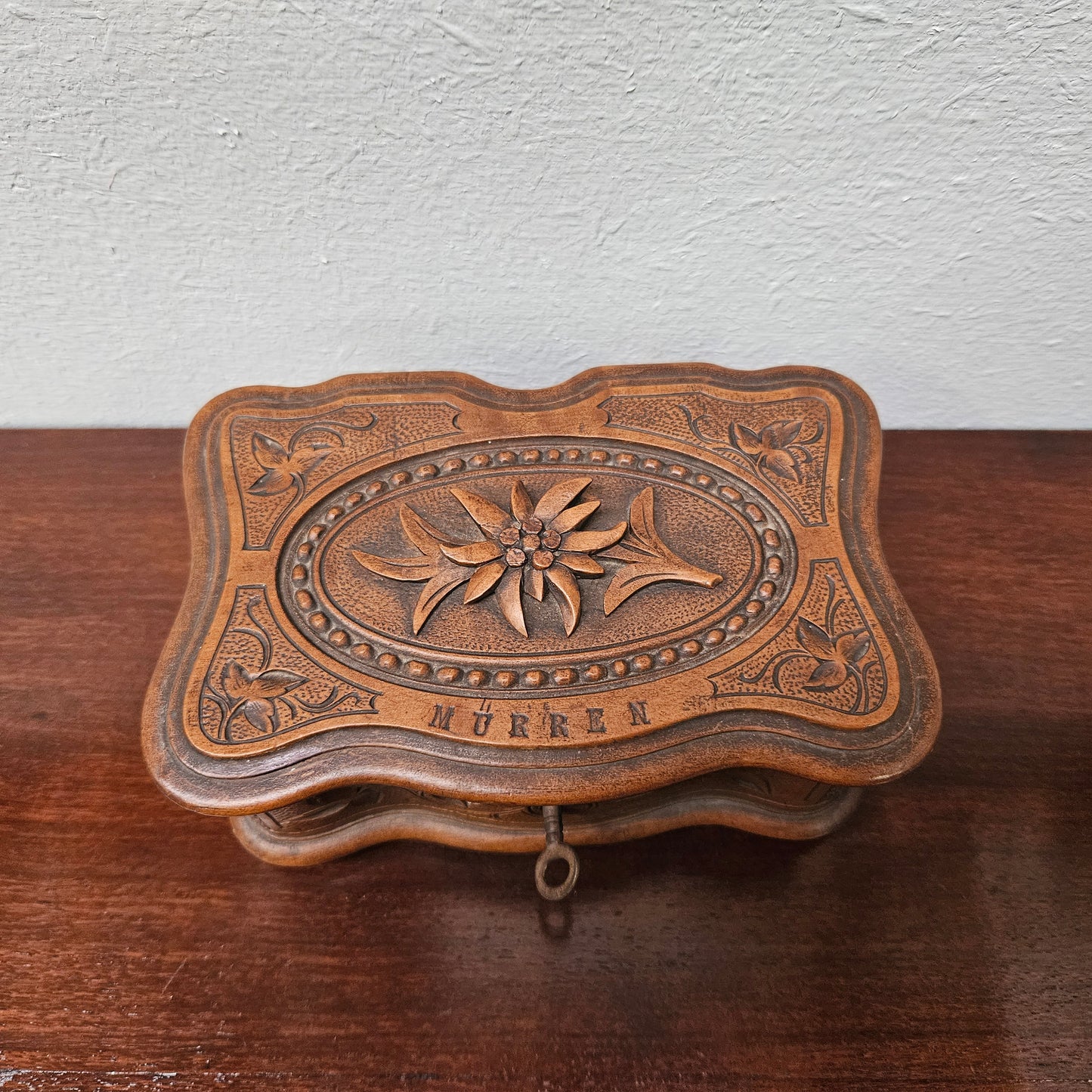 Antique Swiss Walnut Trinket Box