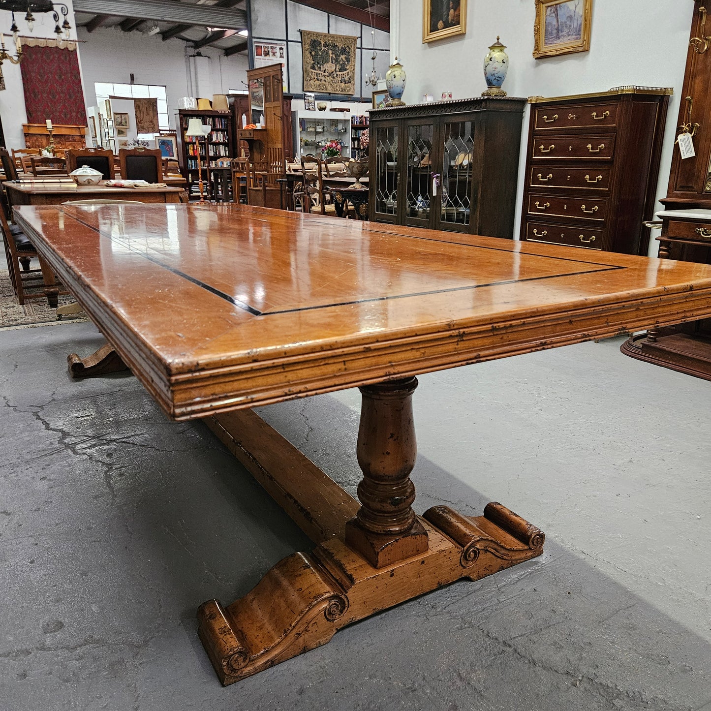 Vintage Three Metre Cherry Wood Farmhouse Style Table