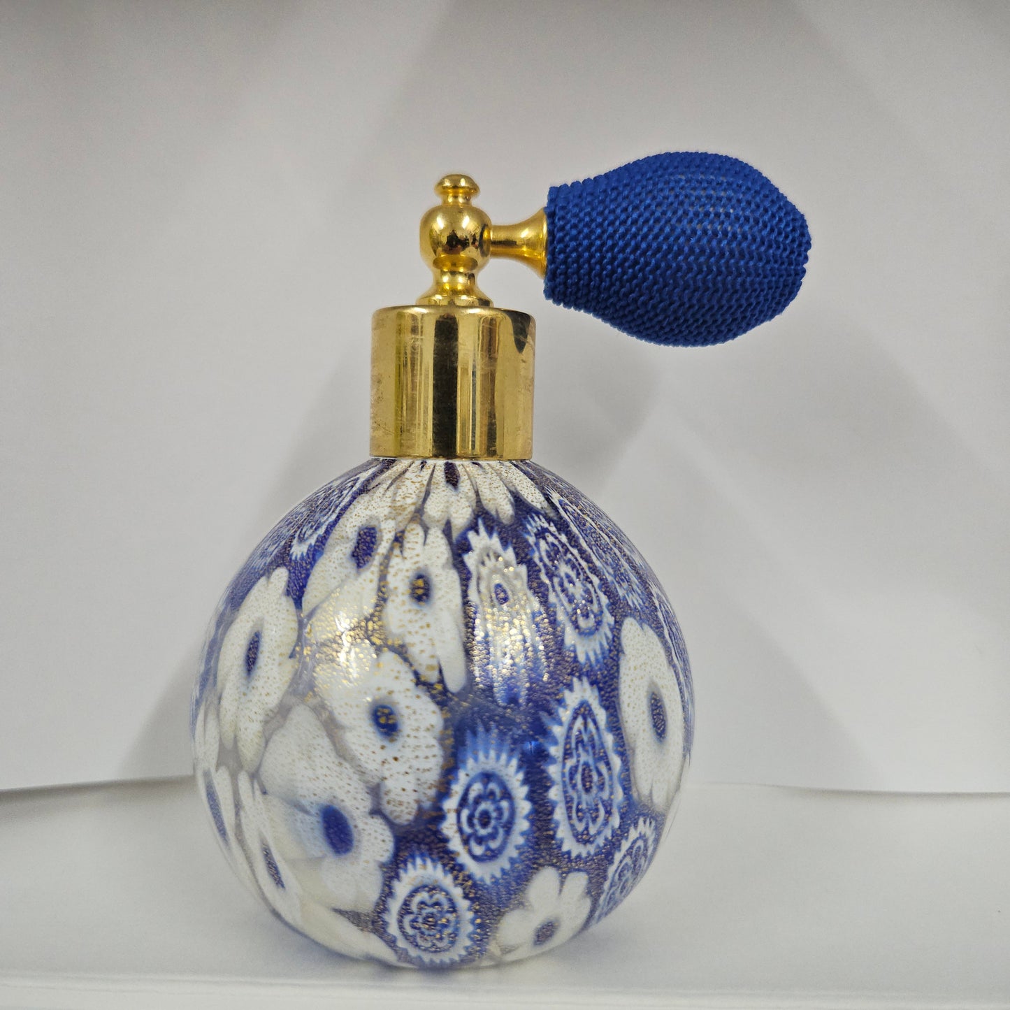 Blue/Gold Murano Millefiori Perfume Atomizer