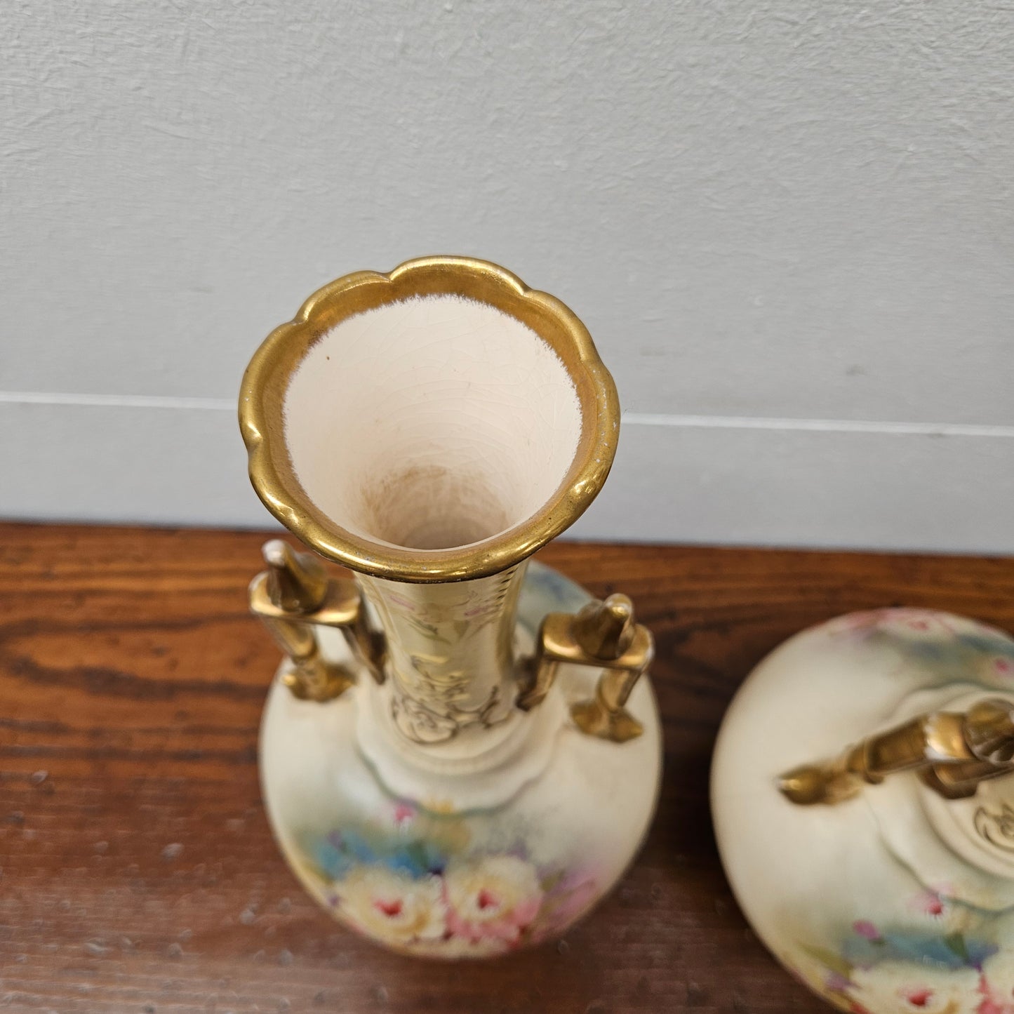 Pair of Edwardian Hand Painted Vases