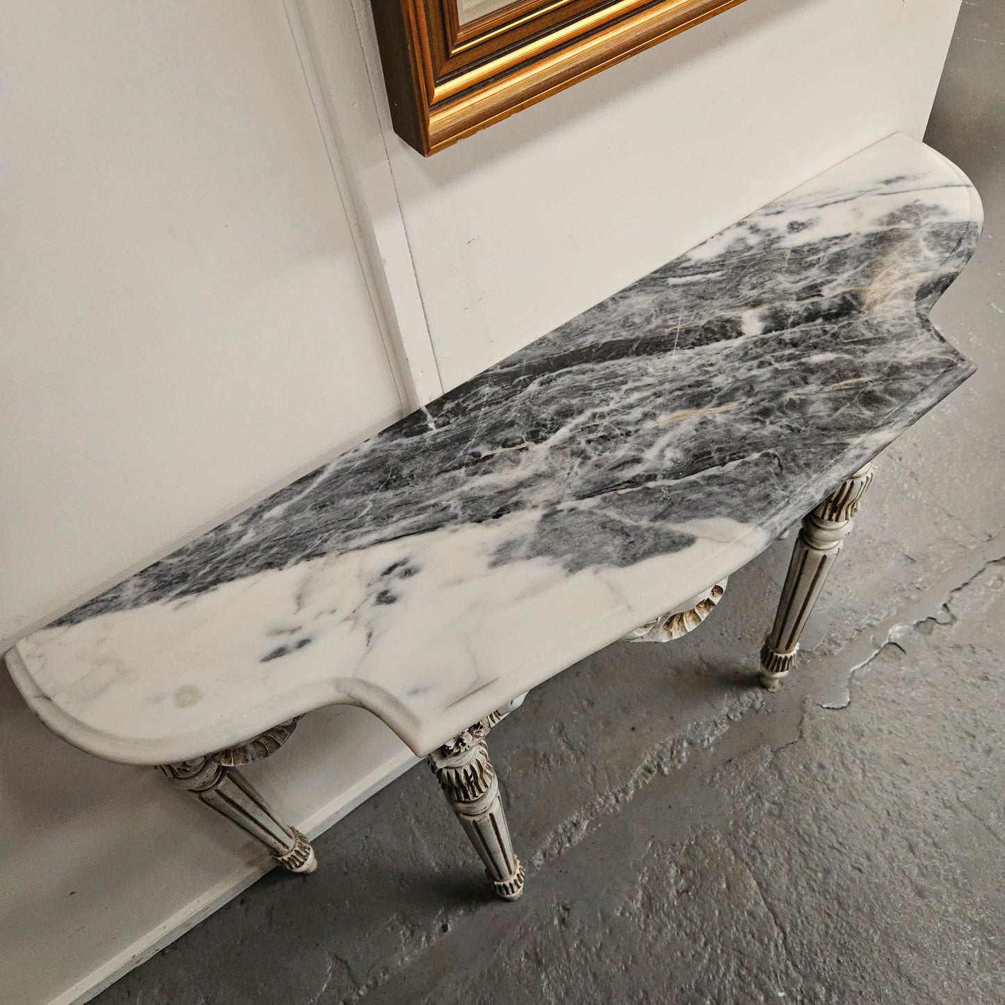 Louis XVI Style Painted Console Table With Marble Top