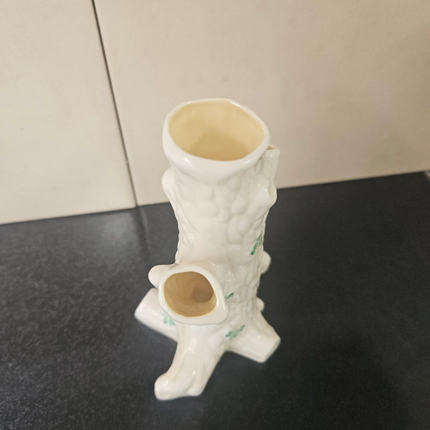 Belleek China Shamrock Tree Trunk Vase