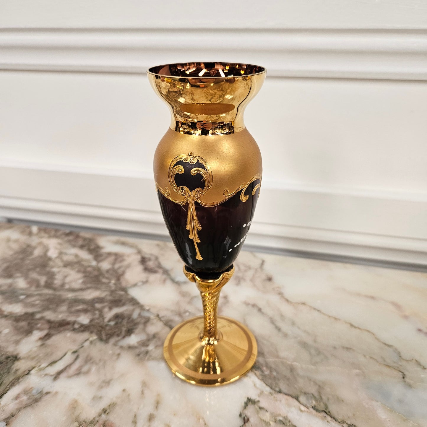 Vintage Glass Gilded Vase