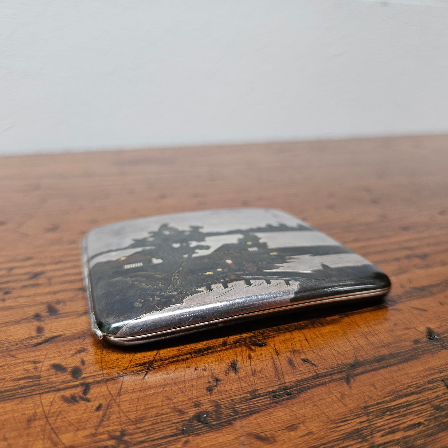 Antique Japanese Mixed Metal Engraved/Embossed Cigarette Case