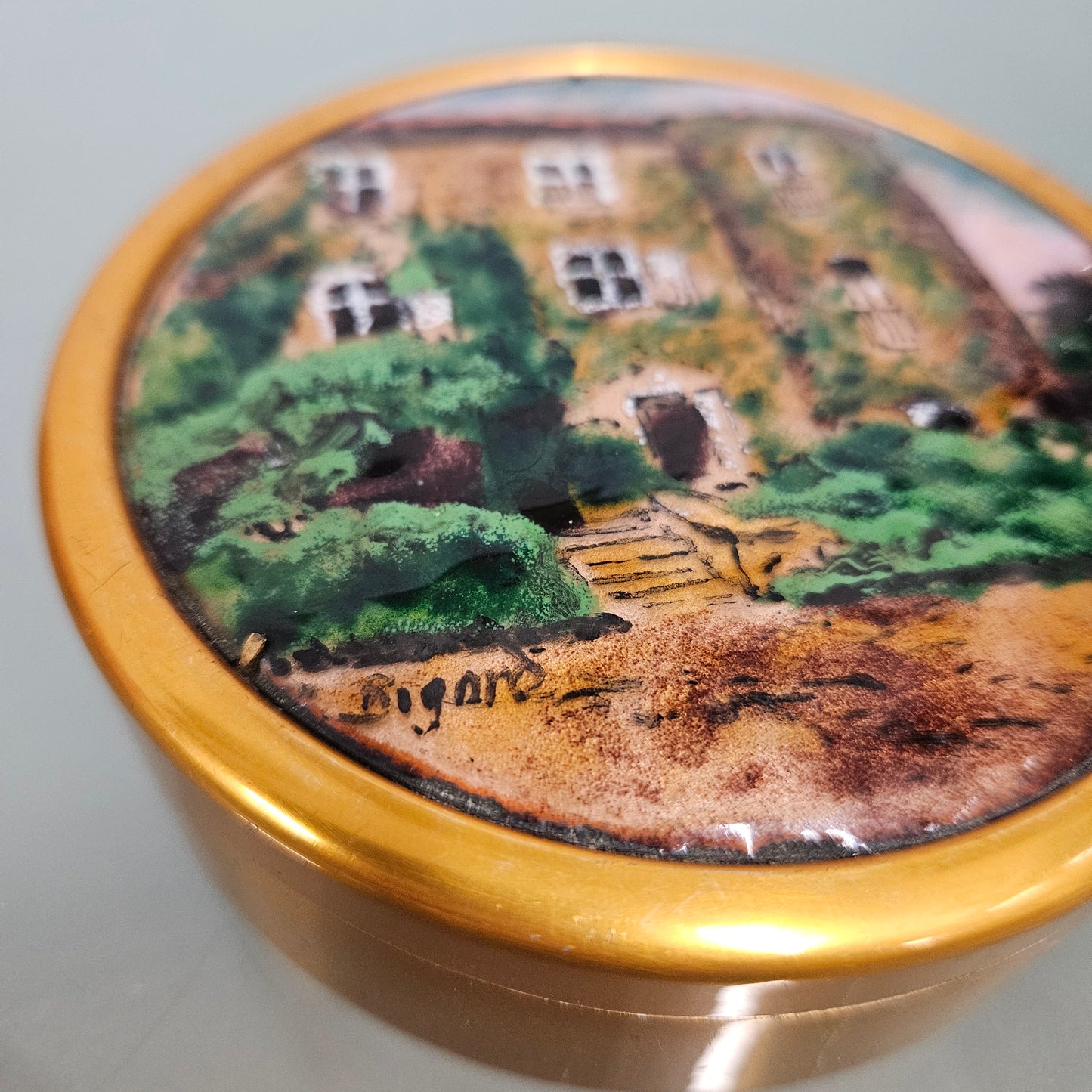 Vintage Enamel & Copper Trinket Box