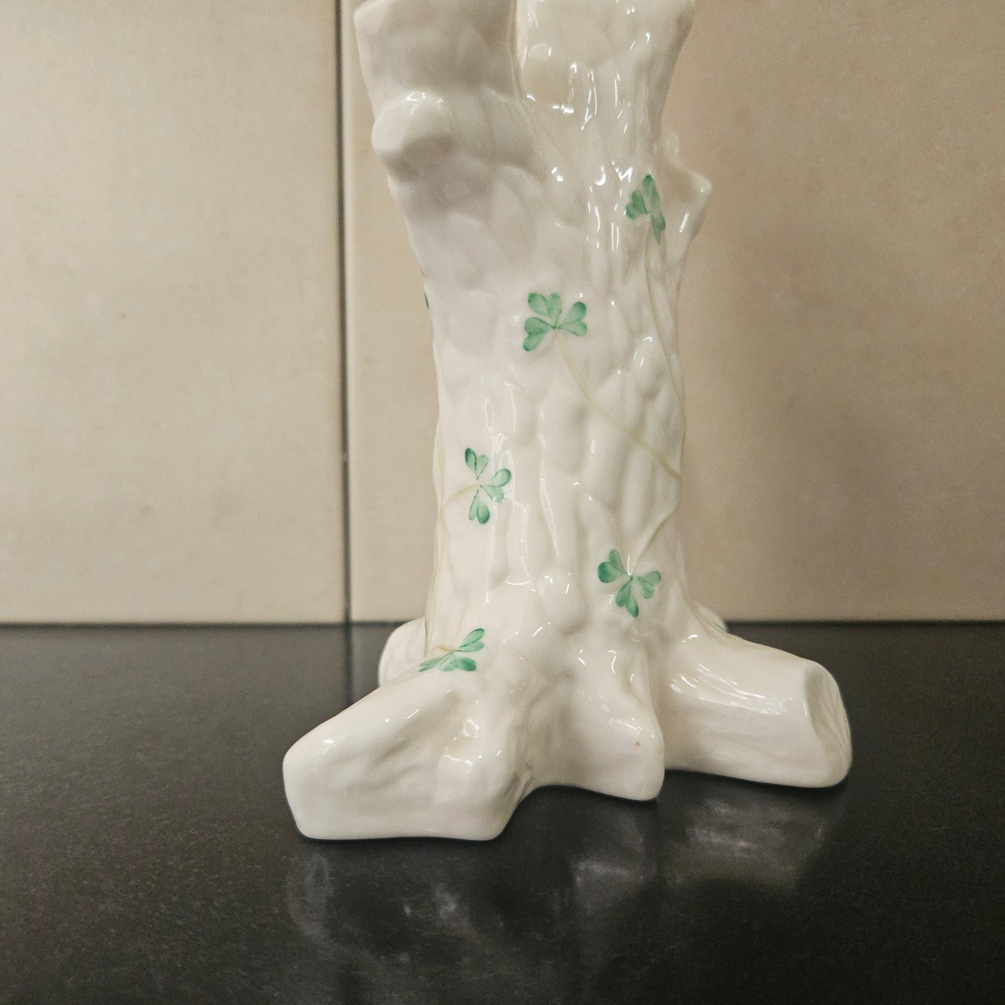 Belleek China Shamrock Tree Trunk Vase