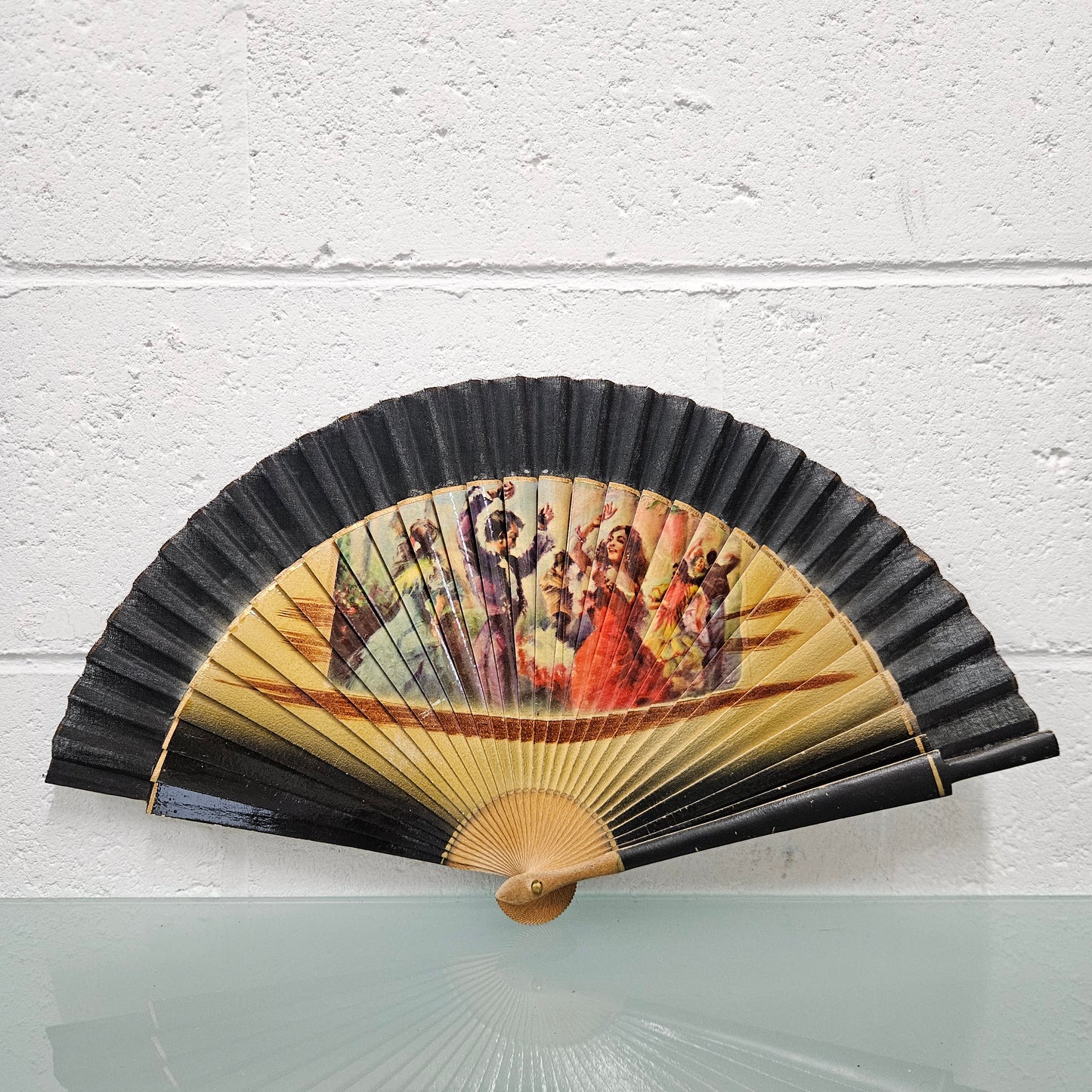 Vintage Fan Showing Spanish Dancers