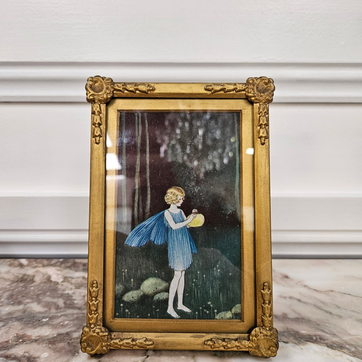 Ida Rentoul Outhwaite Original Postcard in Vintage Metal Frame