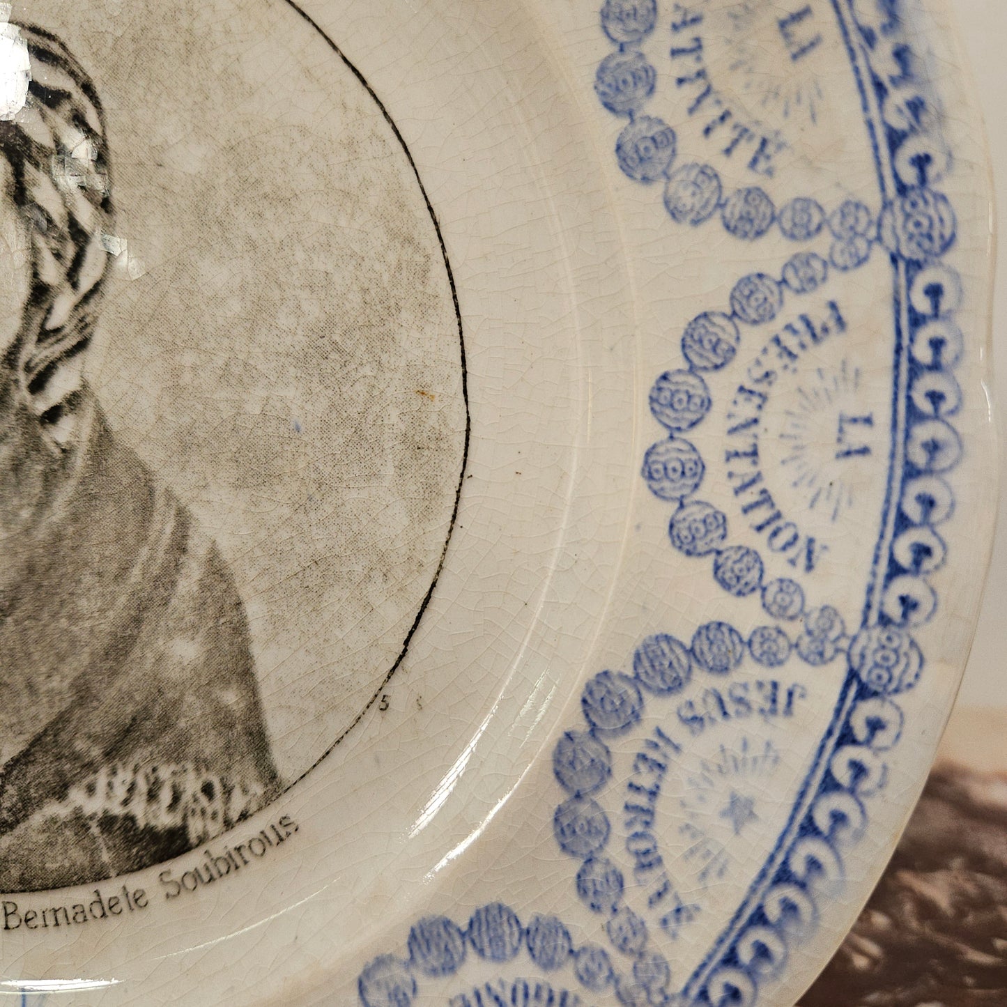 Antique French 'Lourdes' Plate