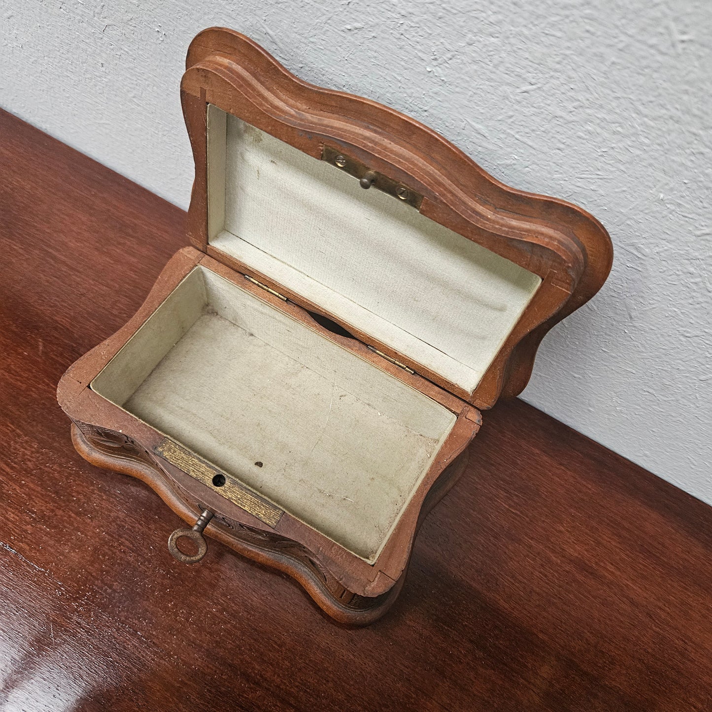Antique Swiss Walnut Trinket Box