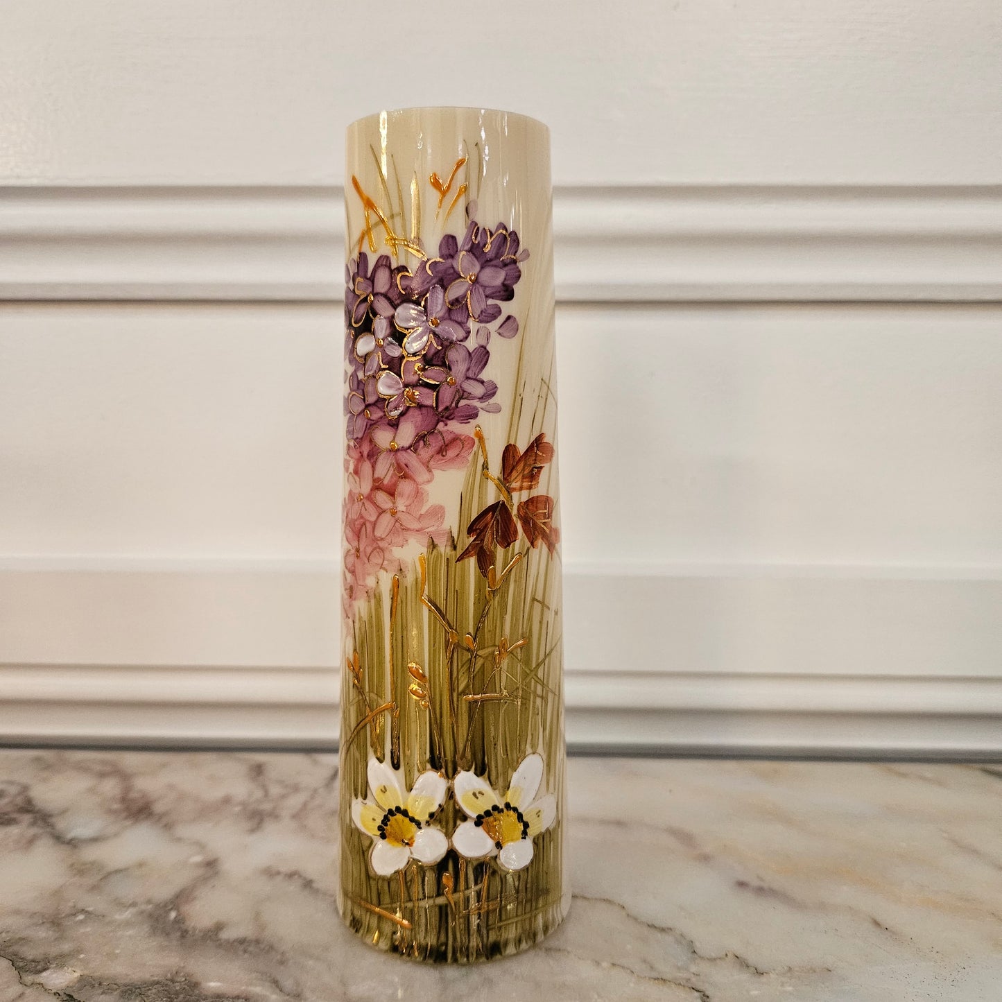 Antique Hand Painted Enameled Vase